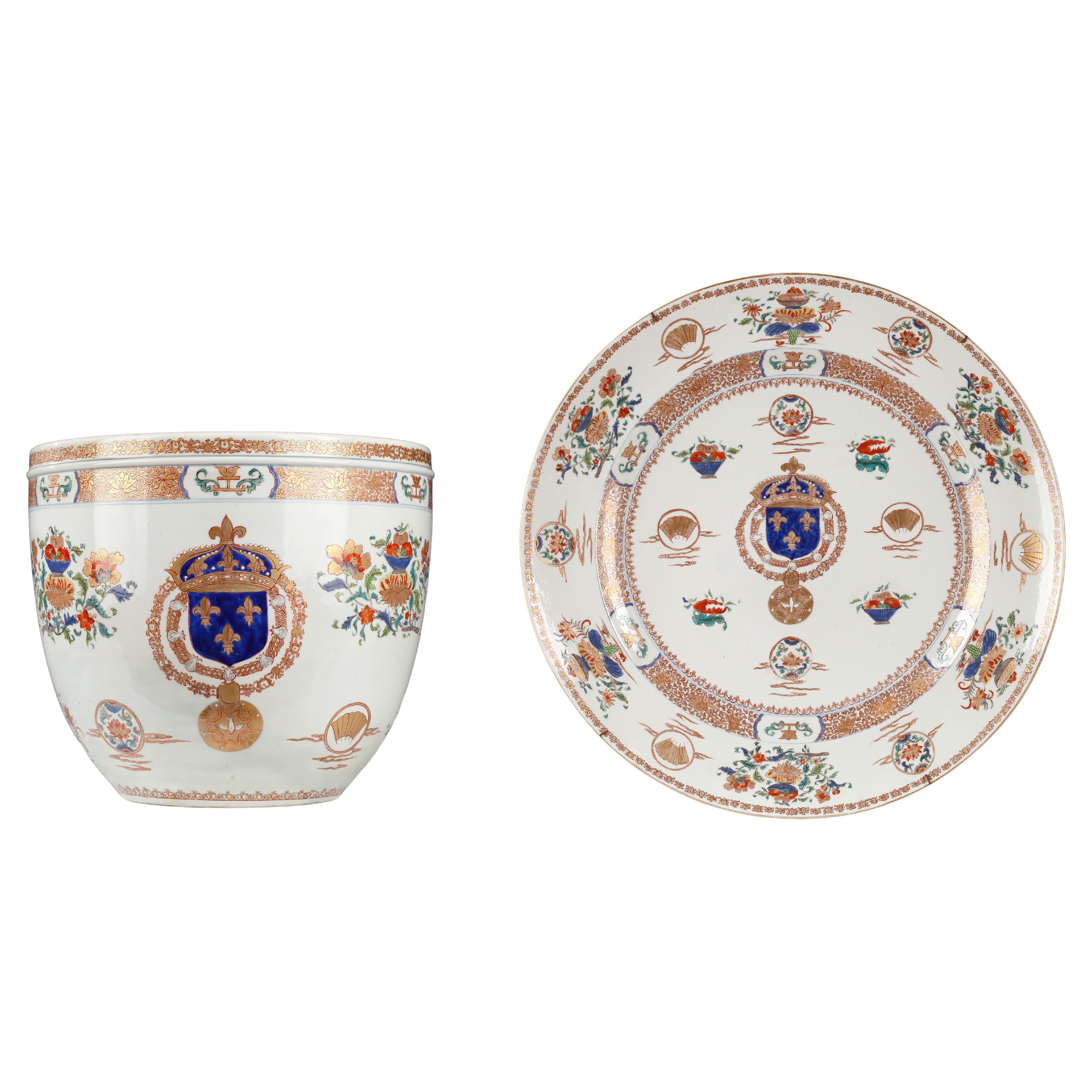 Jardinière et plat décoratif attribués à Samson & Cie, France, vers 1880