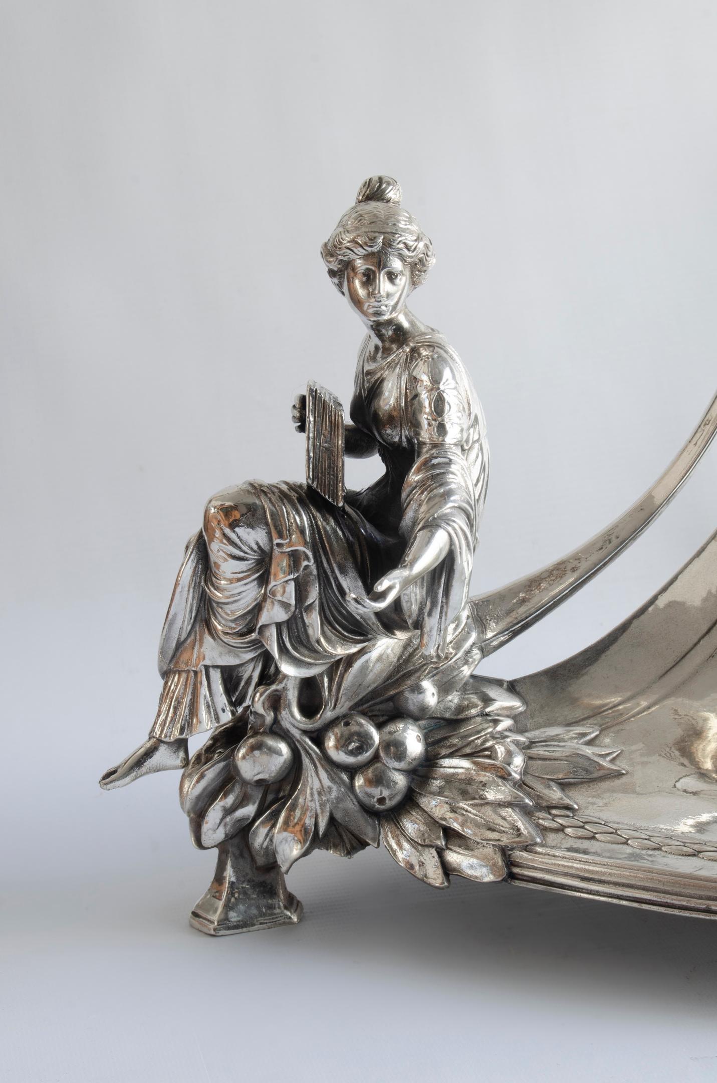 Pewter Centerpiece  Art Nouveau Origin Germany attributed to WMF For Sale