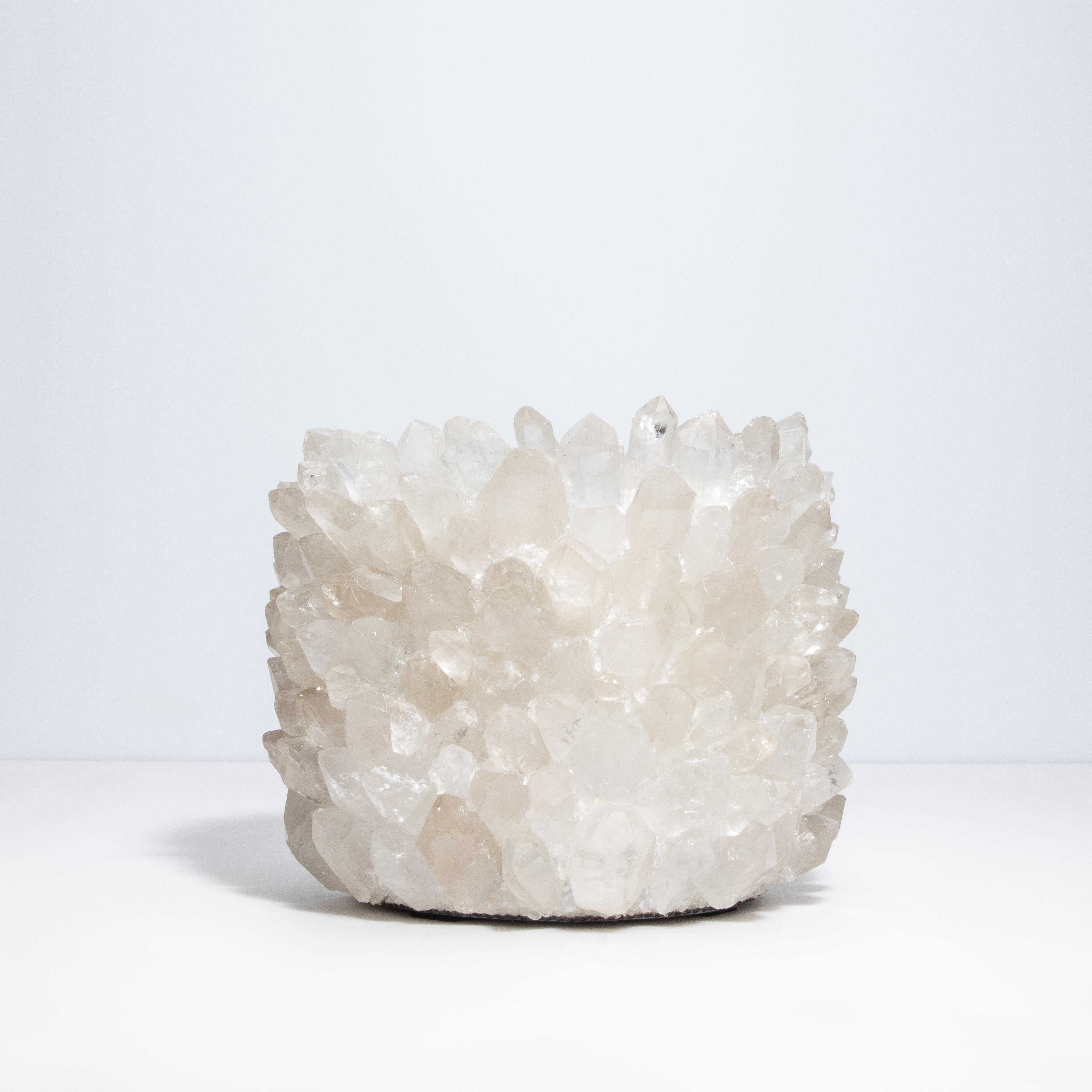 Hand-Crafted Planter Bowl Classic in Clear Quartz For Sale