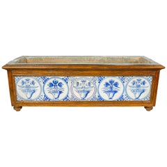 Planter Decorated with Antique Tiles Delft Blue and White 18th Century