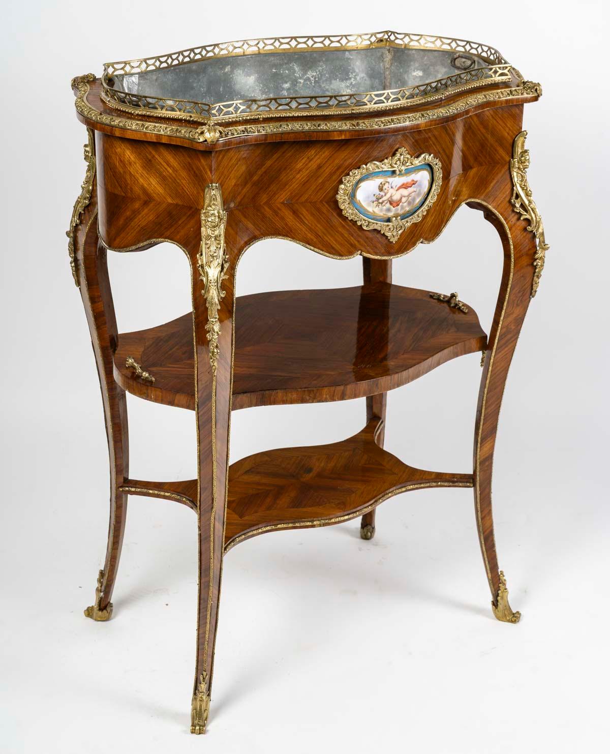 XIXe siècle Jardinière en marqueterie, 19e siècle, période Napoléon III. en vente