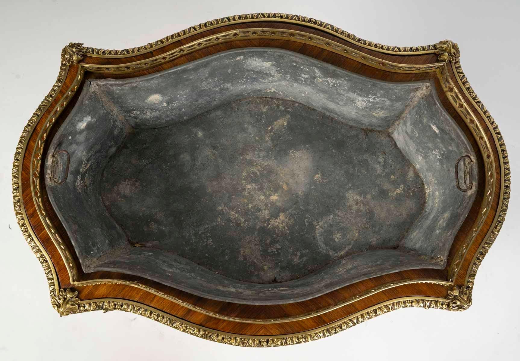 Bronze Jardinière en marqueterie, 19e siècle, période Napoléon III. en vente
