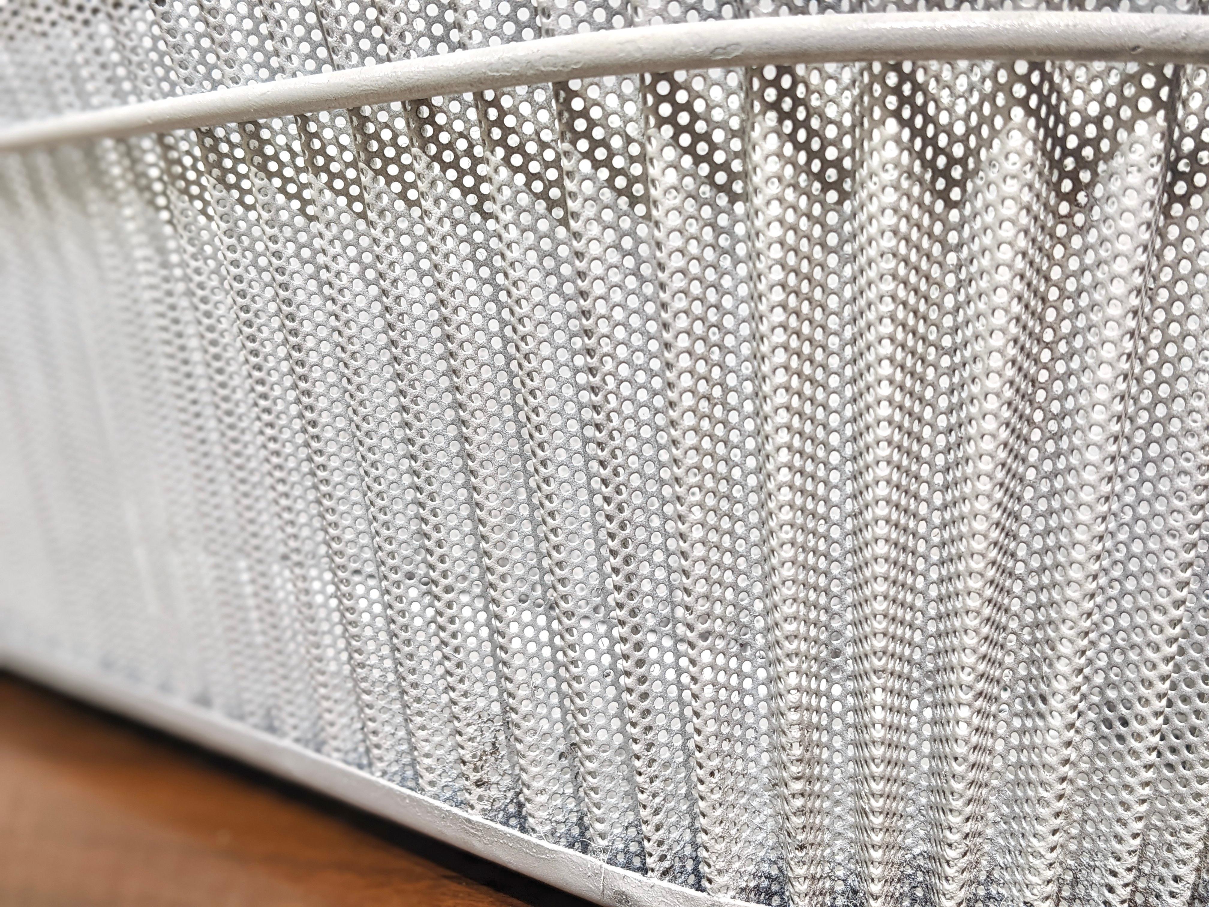 Mid-Century Modern Planter in White Perforated Sheet Metal by Mathieu Matégot For Sale