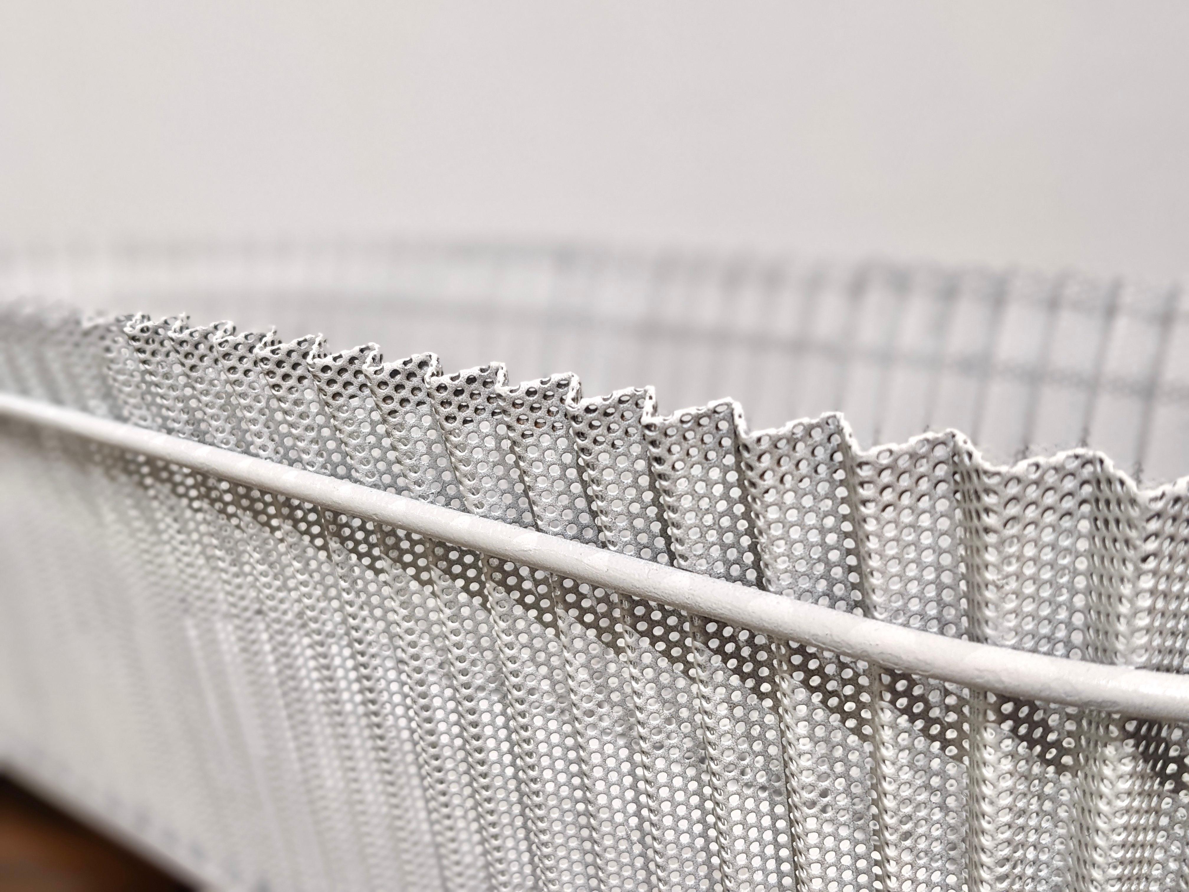 French Planter in White Perforated Sheet Metal by Mathieu Matégot For Sale