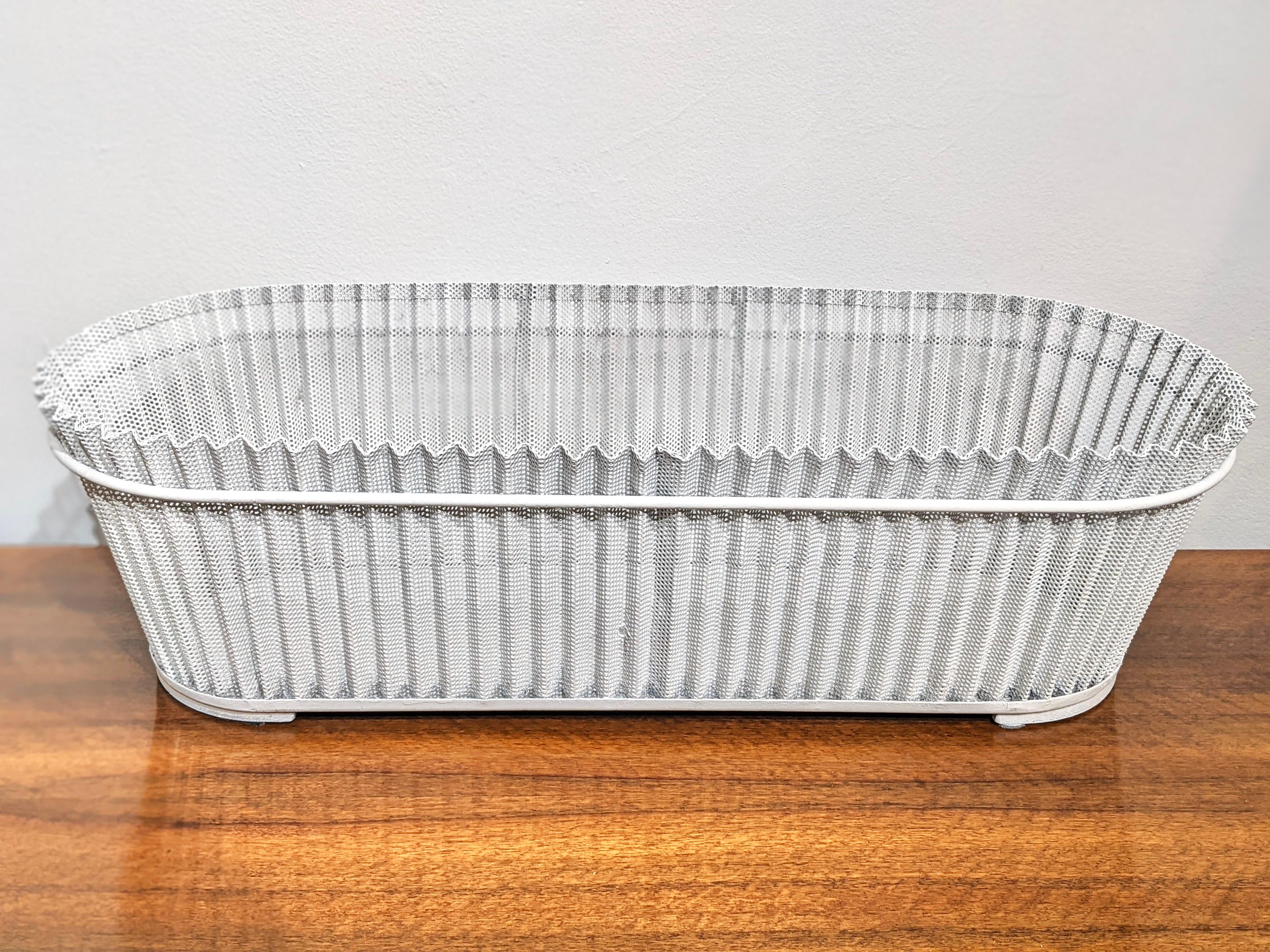 Mid-20th Century Planter in White Perforated Sheet Metal by Mathieu Matégot For Sale
