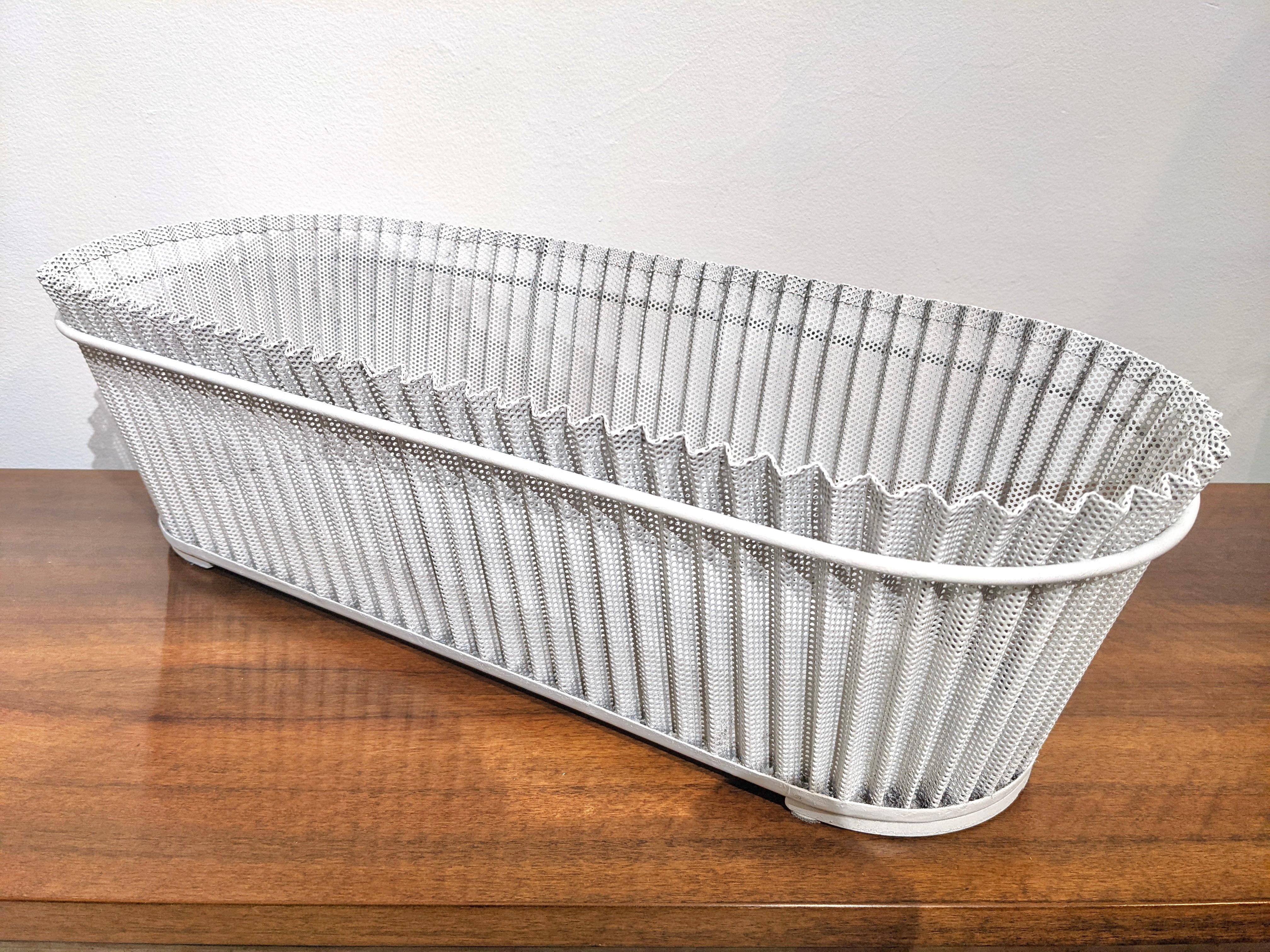 Planter in White Perforated Sheet Metal by Mathieu Matégot For Sale 2