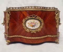 Planter Napoleon III Period - Sèvres Porcelain - Rosewood & Bronze, 19th