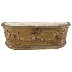 Planter or Jardiniere in Plaster and Wood with Bows and Garland, 19th Century