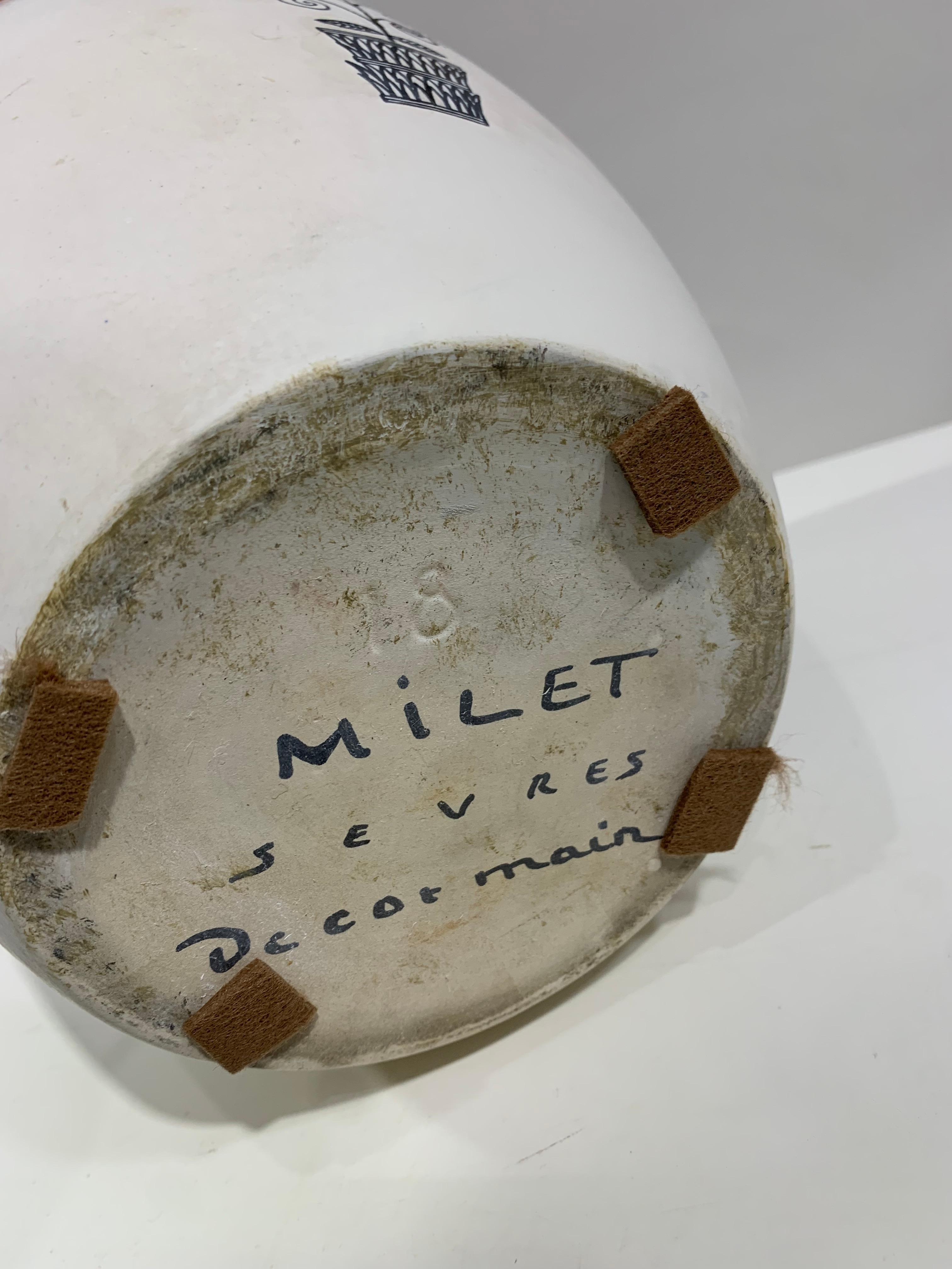 Ceramic Planter Paul Milet, Signed Milet For Sale