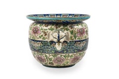 Planter with elephant handles by Théodore Deck, circa 1870