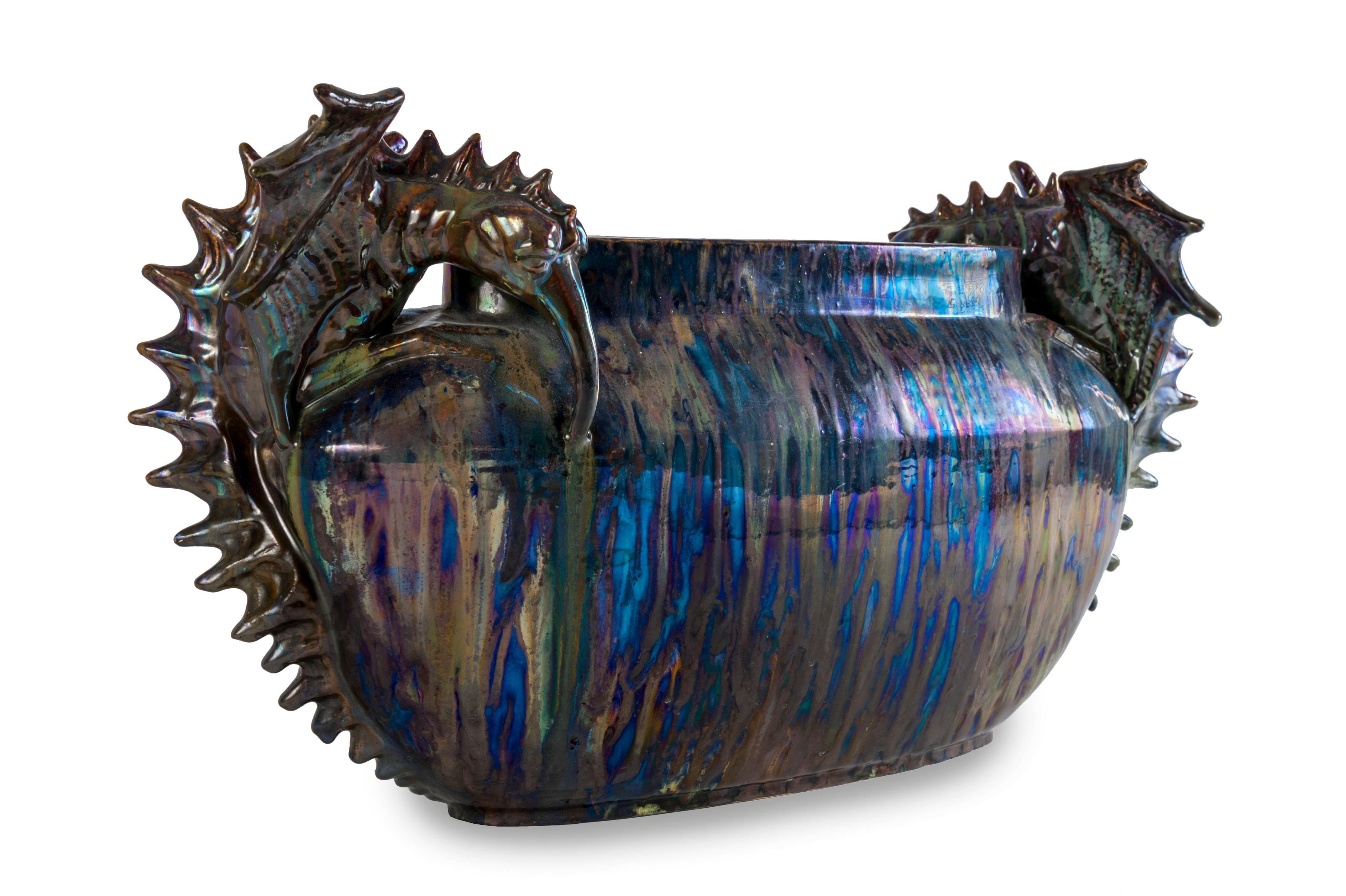 European Planter with Fantastic Creatures Attributed to the Pierrefonds Manufacture For Sale