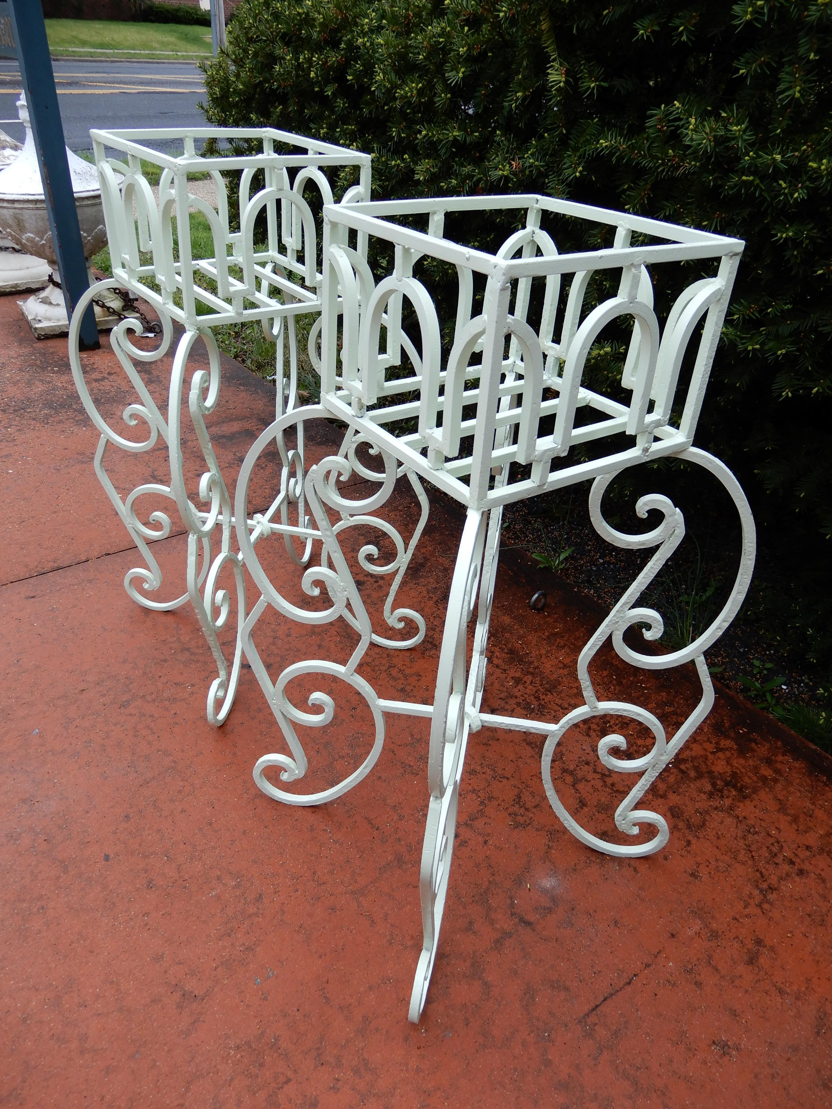 American Planters ornate Wrought Iron Pair For Sale