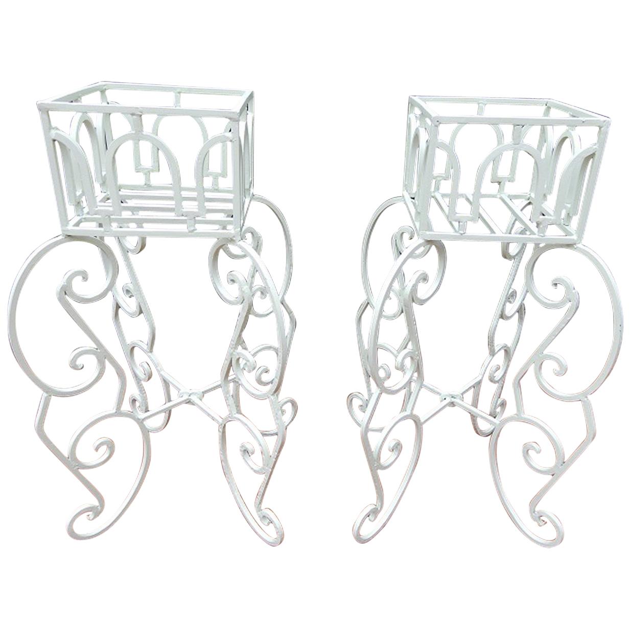 Planters ornate Wrought Iron Pair For Sale
