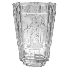 "Planting and Harvest", Important Art Deco Engraved Glass Vase by Lejsek