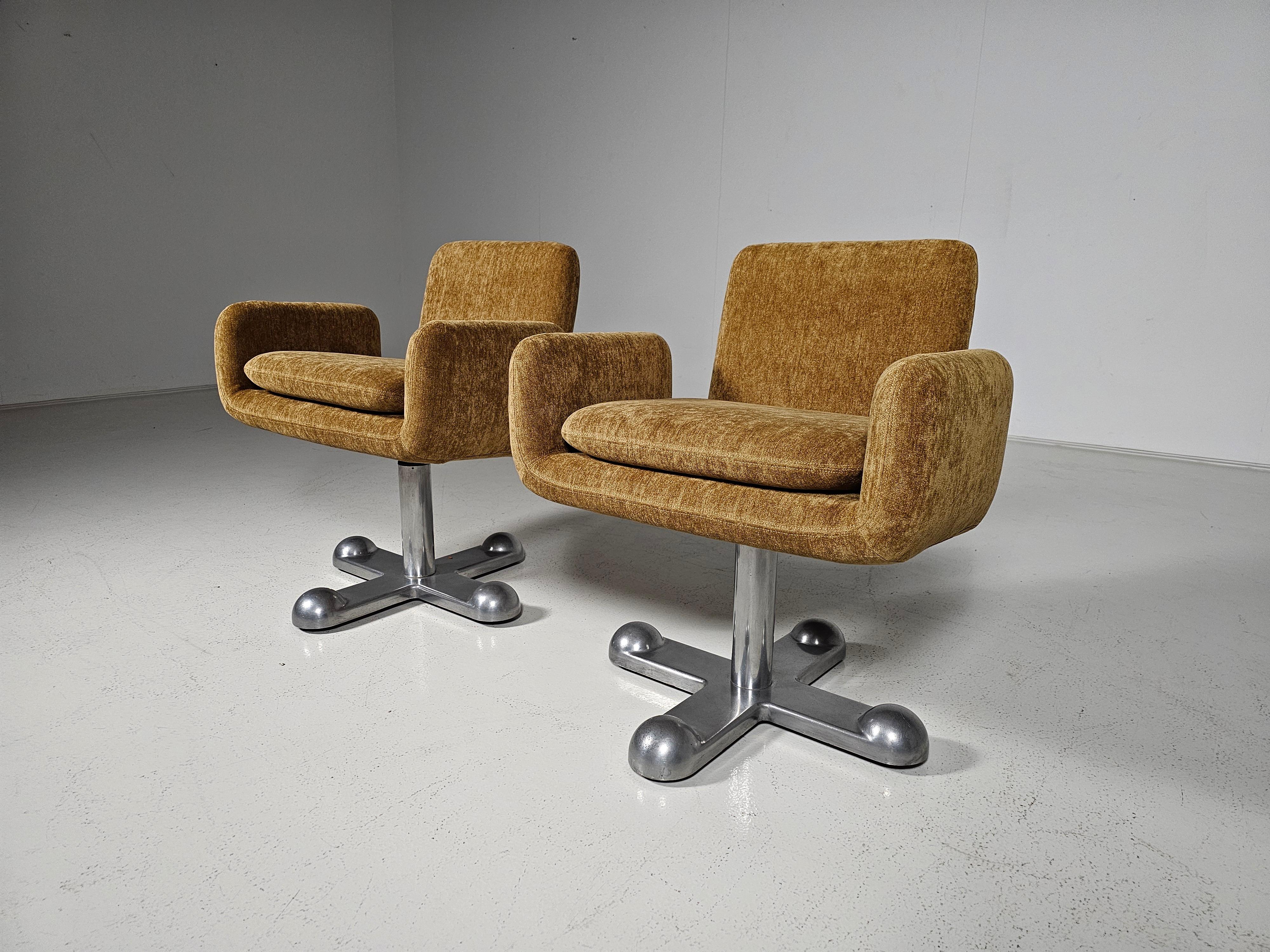 Aluminum Planula Swivel Desk Arm Chairs by Perry King and Santiago Miranda, 1970s