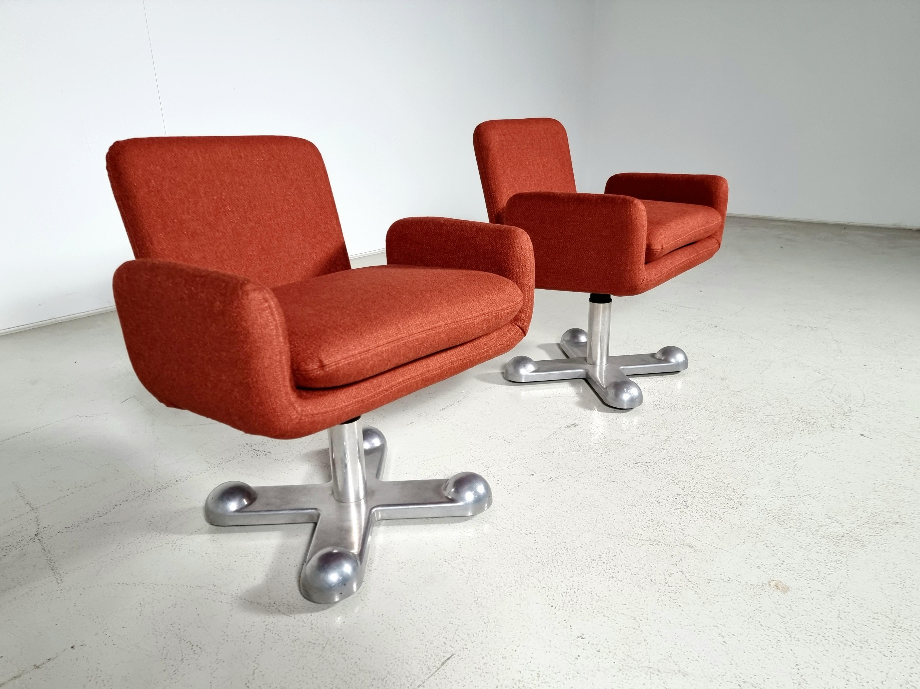 Aluminum Planula Swivel Desk Chairs by Perry King and Santiago Miranda, 1970s