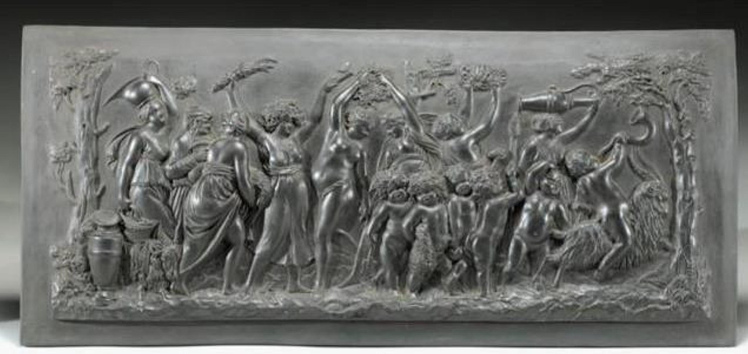 Plaque: Bacchanalian Triumph in Black Basalt, Wedgwood C1800 In Good Condition For Sale In Melbourne, Victoria