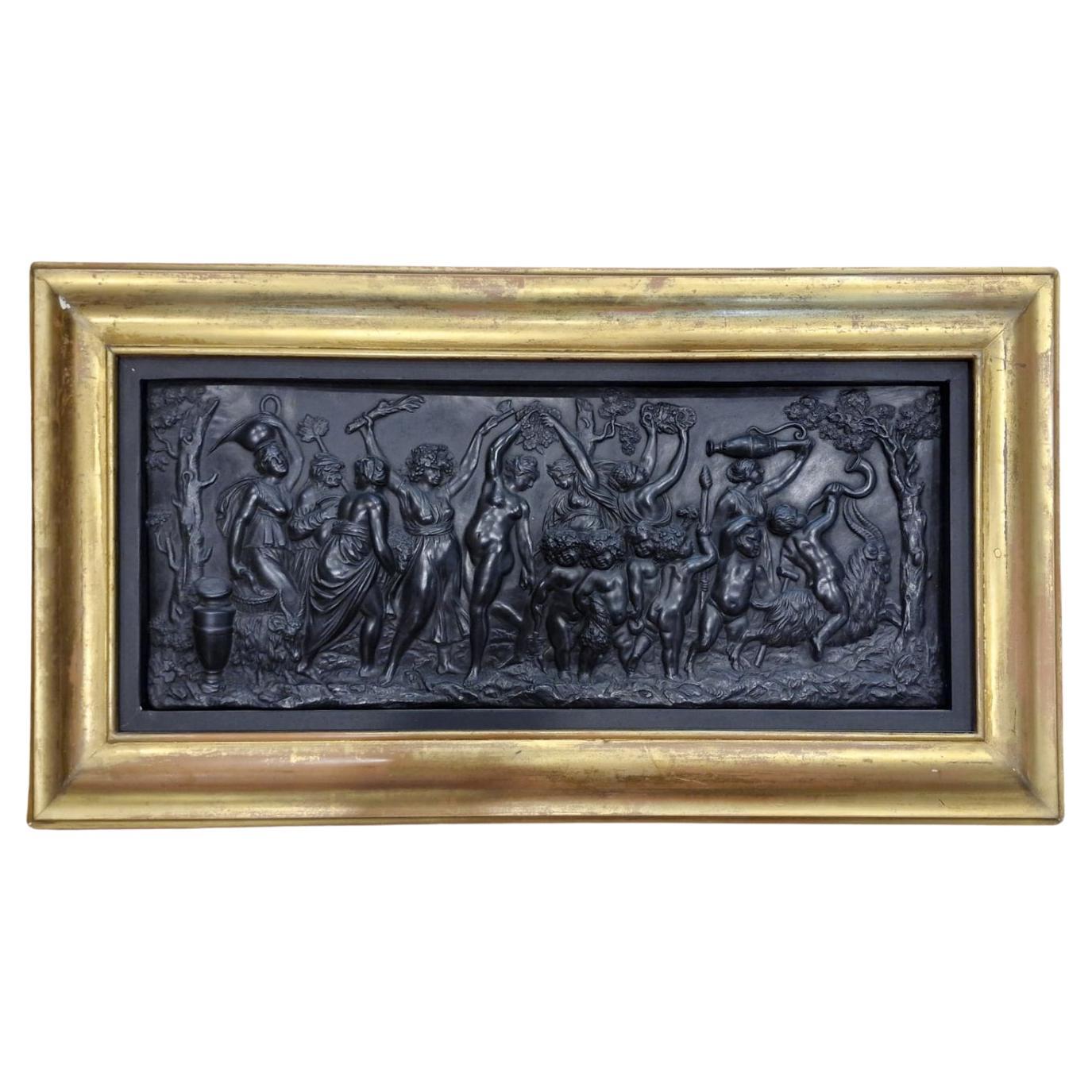 Plaque: Bacchanalian Triumph in Black Basalt, Wedgwood C1800 For Sale