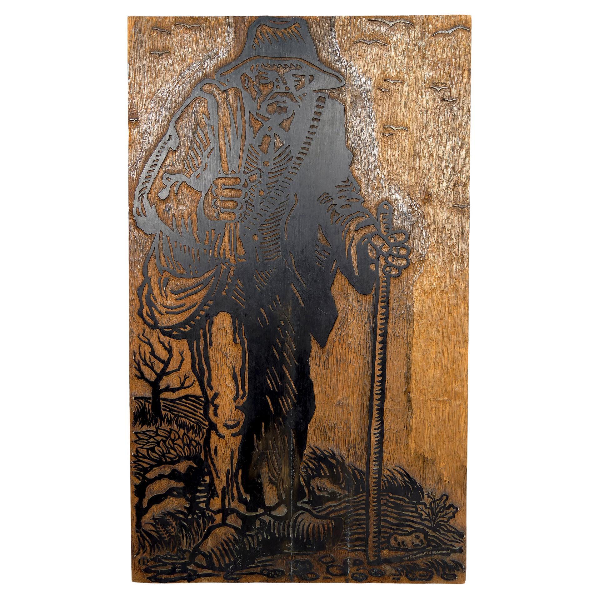 Plaque / Woodcut Matrix, "Le Chemineau", France, 1978