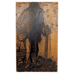 Plaque / Woodcut Matrix, "Le Chemineau", France, 1978
