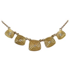 "Plaques" Chain Necklace by Eytan Brandes in 14K Yellow Gold with Diamonds