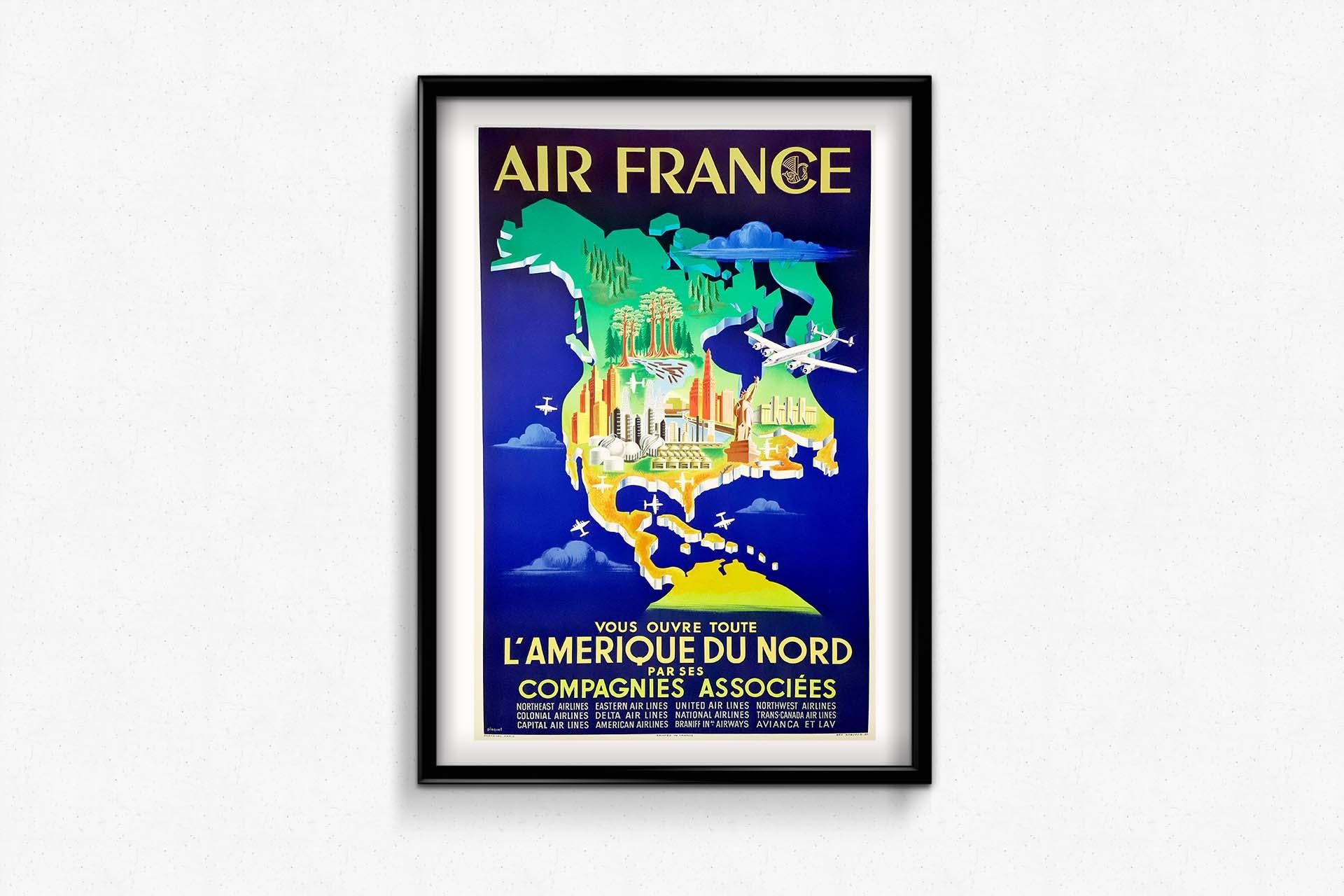 Plaquet - Air France vous ouvre toute l'Amérique du Nord For Sale 3