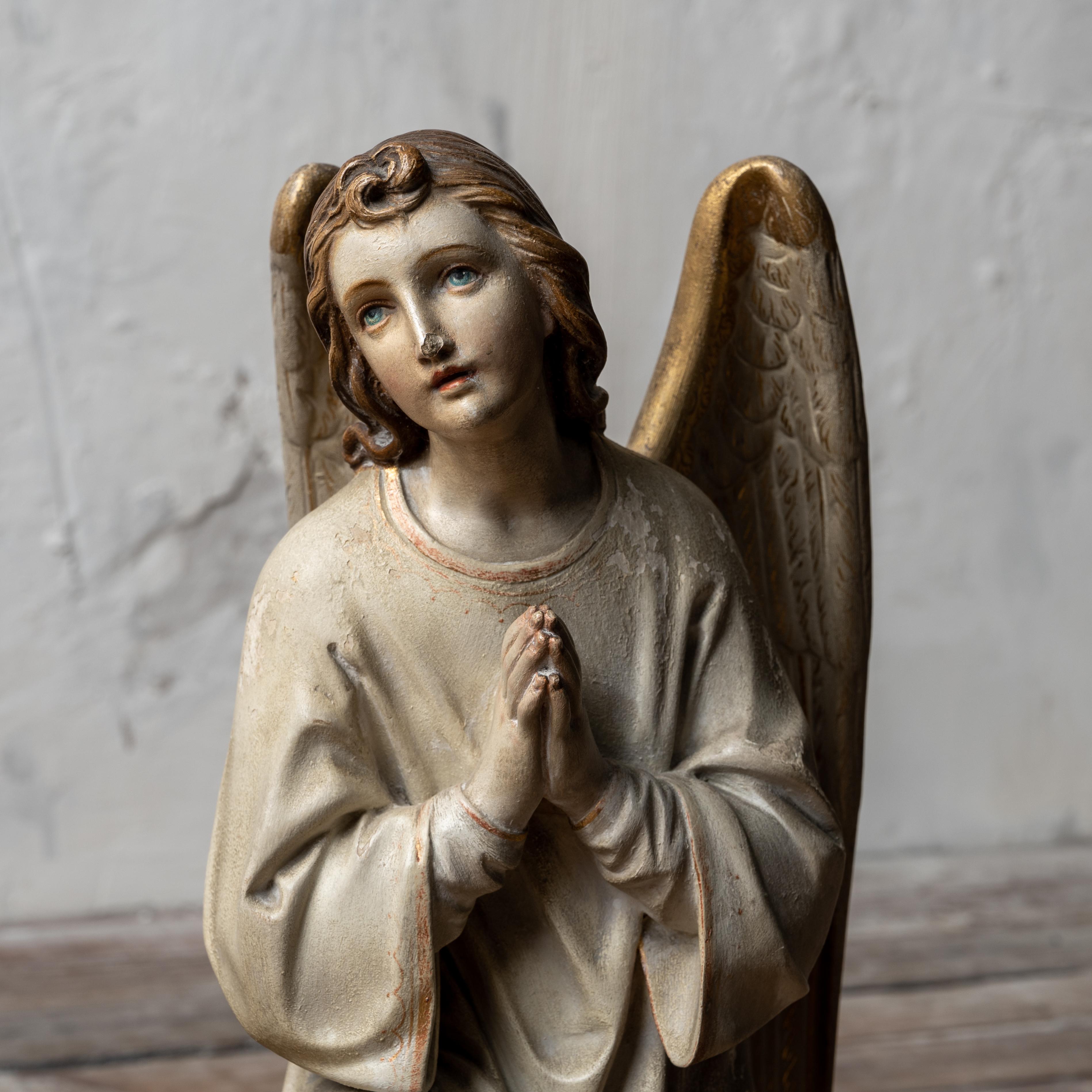 Plaster Altar Angels, 19th Century In Good Condition For Sale In Savannah, GA