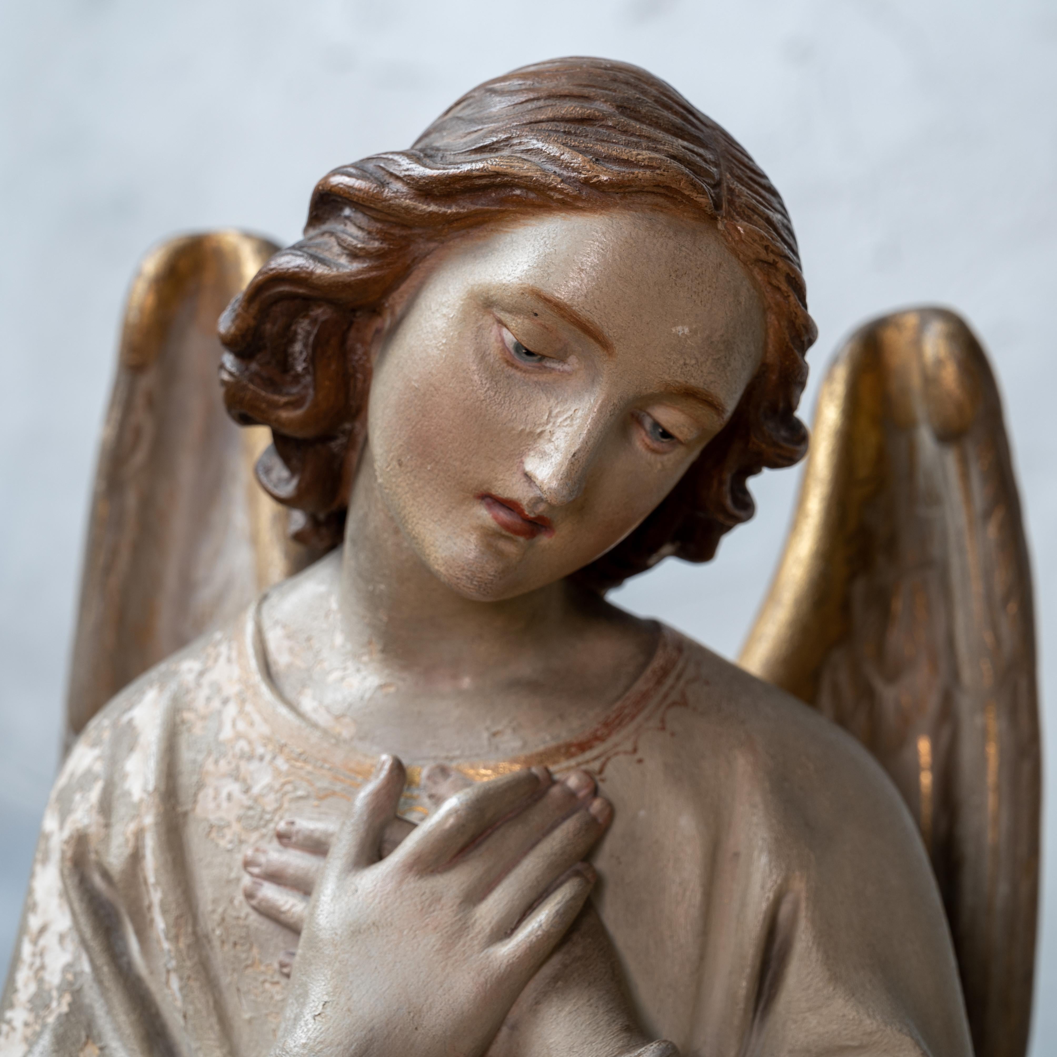 Gesso Plaster Altar Angels, 19th Century For Sale