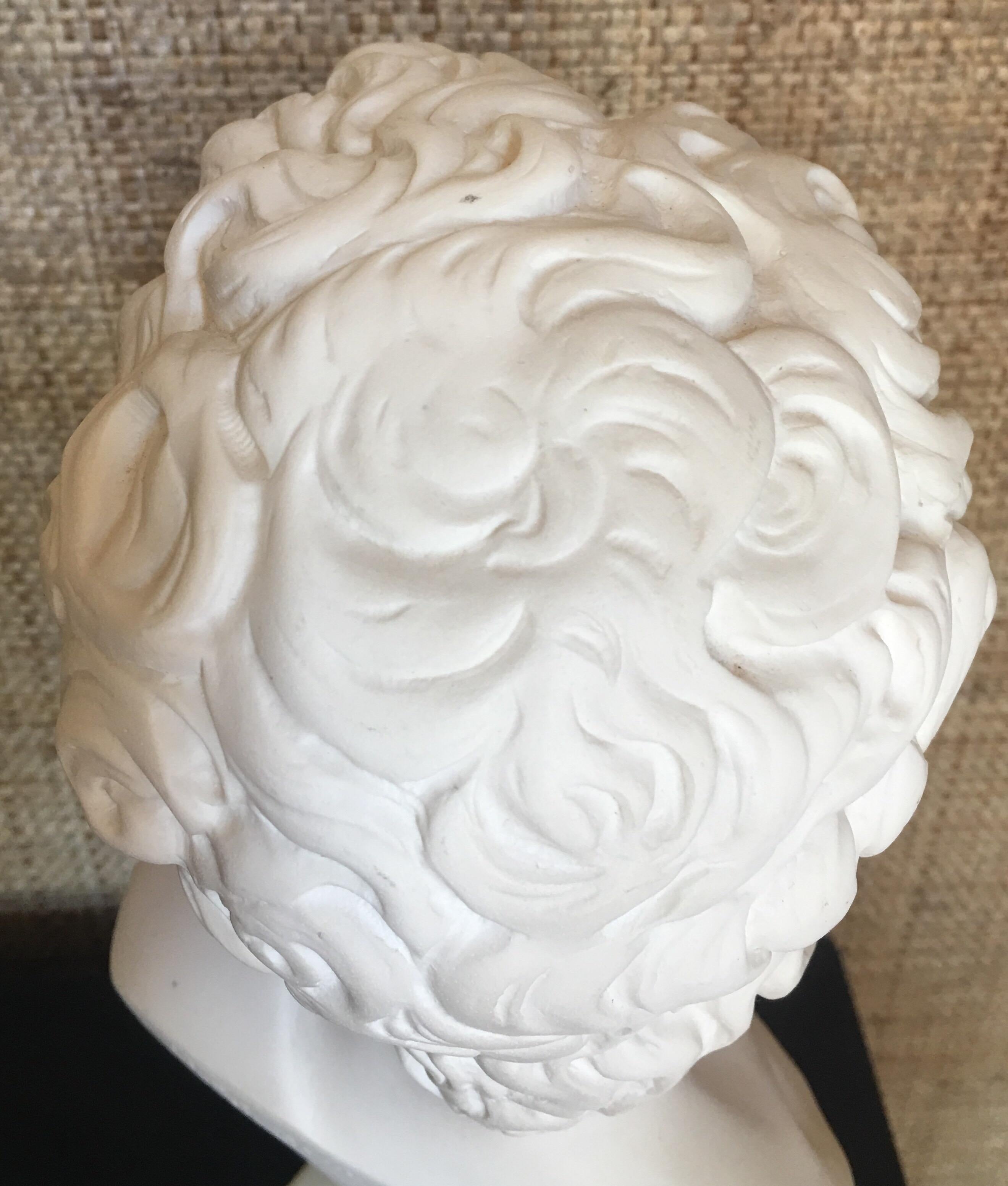 Plaster and Alabaster Marble Bust Sculpture by Giuseppe Bessi, Italy In Good Condition In Lambertville, NJ