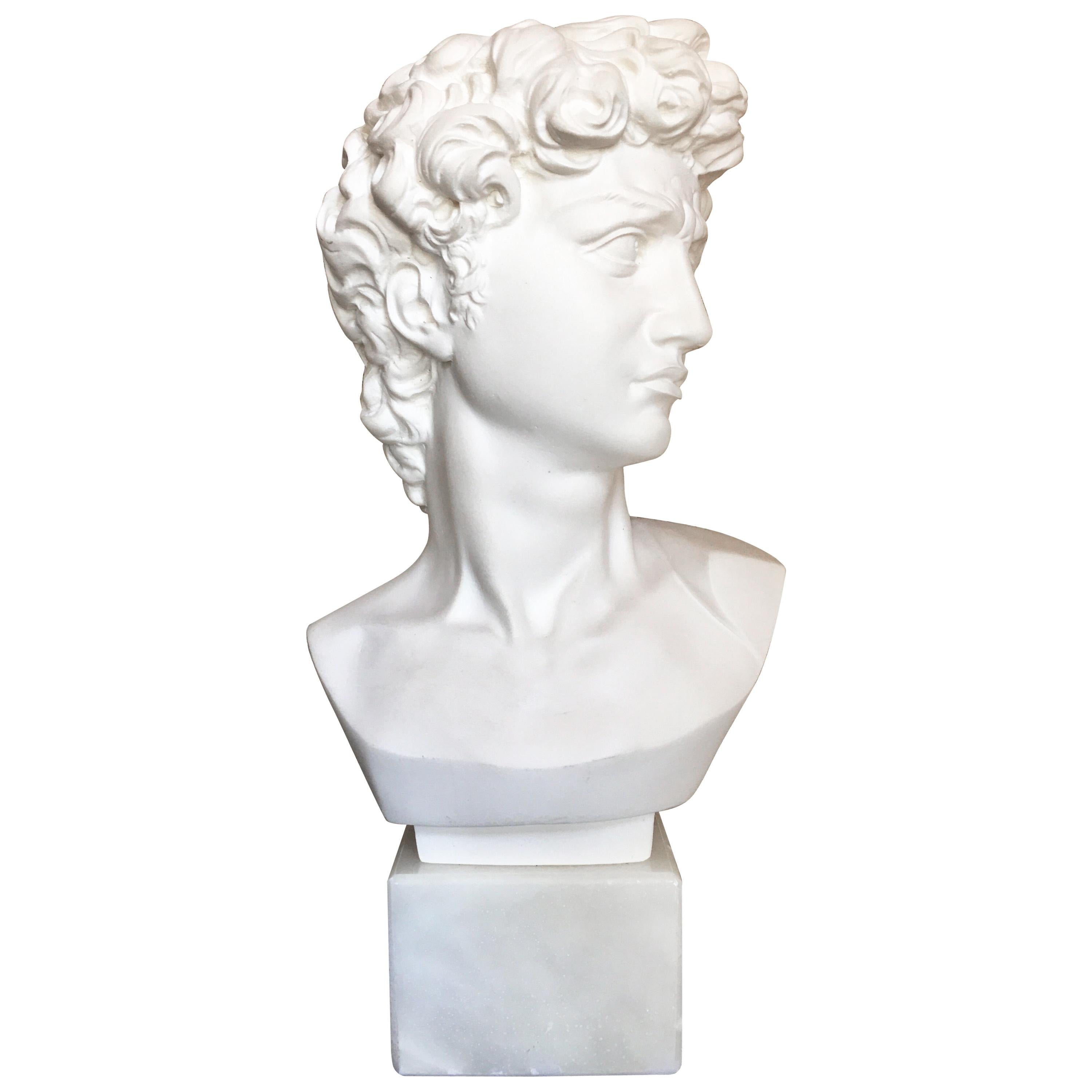 Plaster and Alabaster Marble Bust Sculpture by Giuseppe Bessi, Italy