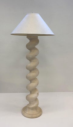 Plaster and Brass Spiral Column Floor Lamp by Michael Taylor