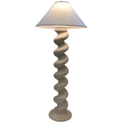 Plaster and Brass Spiral Column Floor Lamp by Michael Taylor 