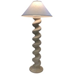 Plaster and Brass Spiral Column Floor Lamp by Michael Taylor