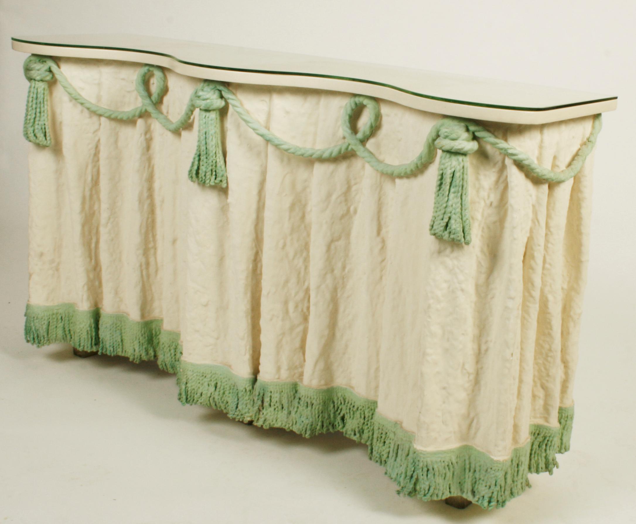 Mid-Century Modern Plaster and Fabric Draped Credenza, Mid-20th Century