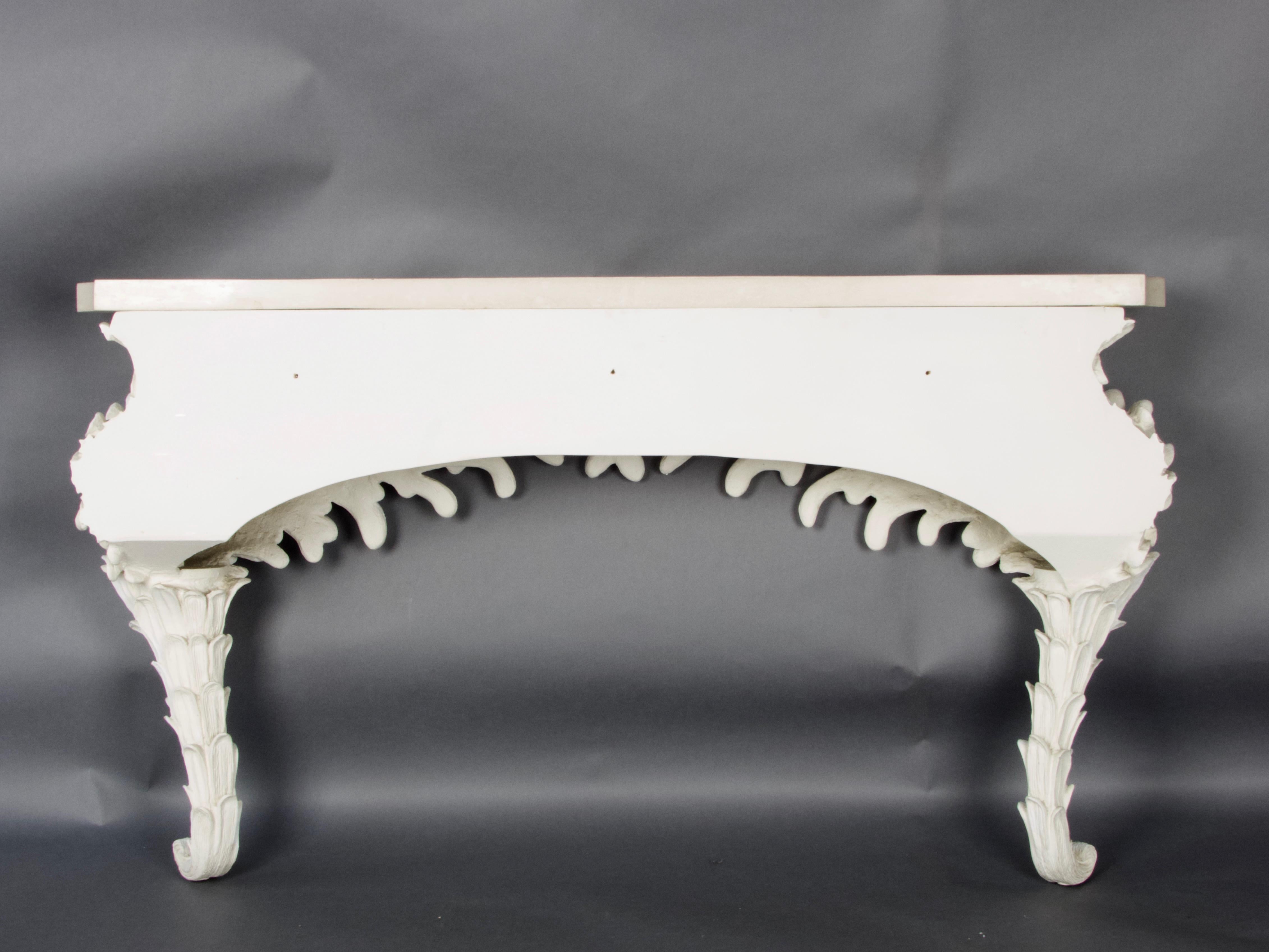 Plaster resin and marble rococo console For Sale 4
