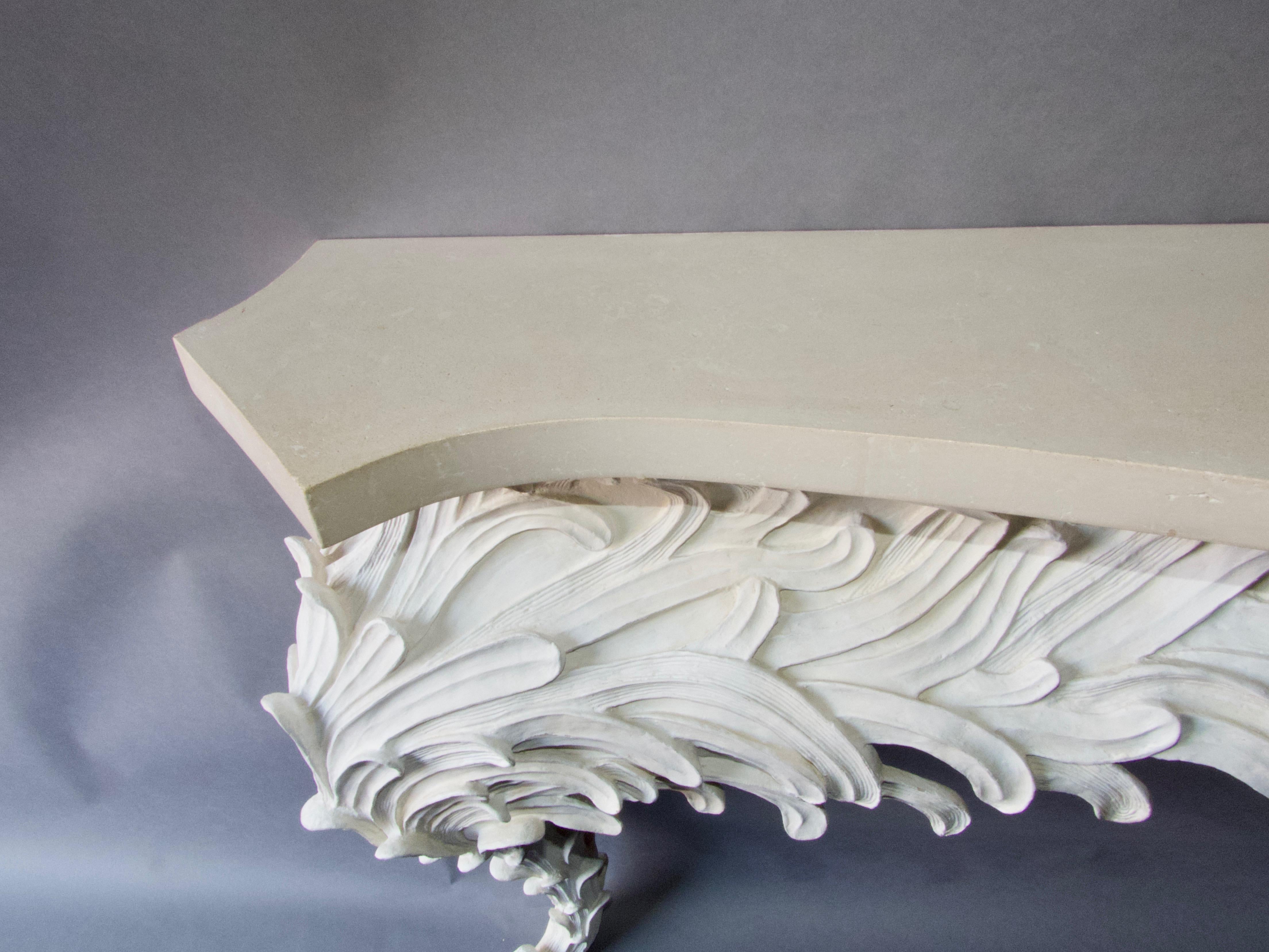 Plaster resin and marble rococo console For Sale 6