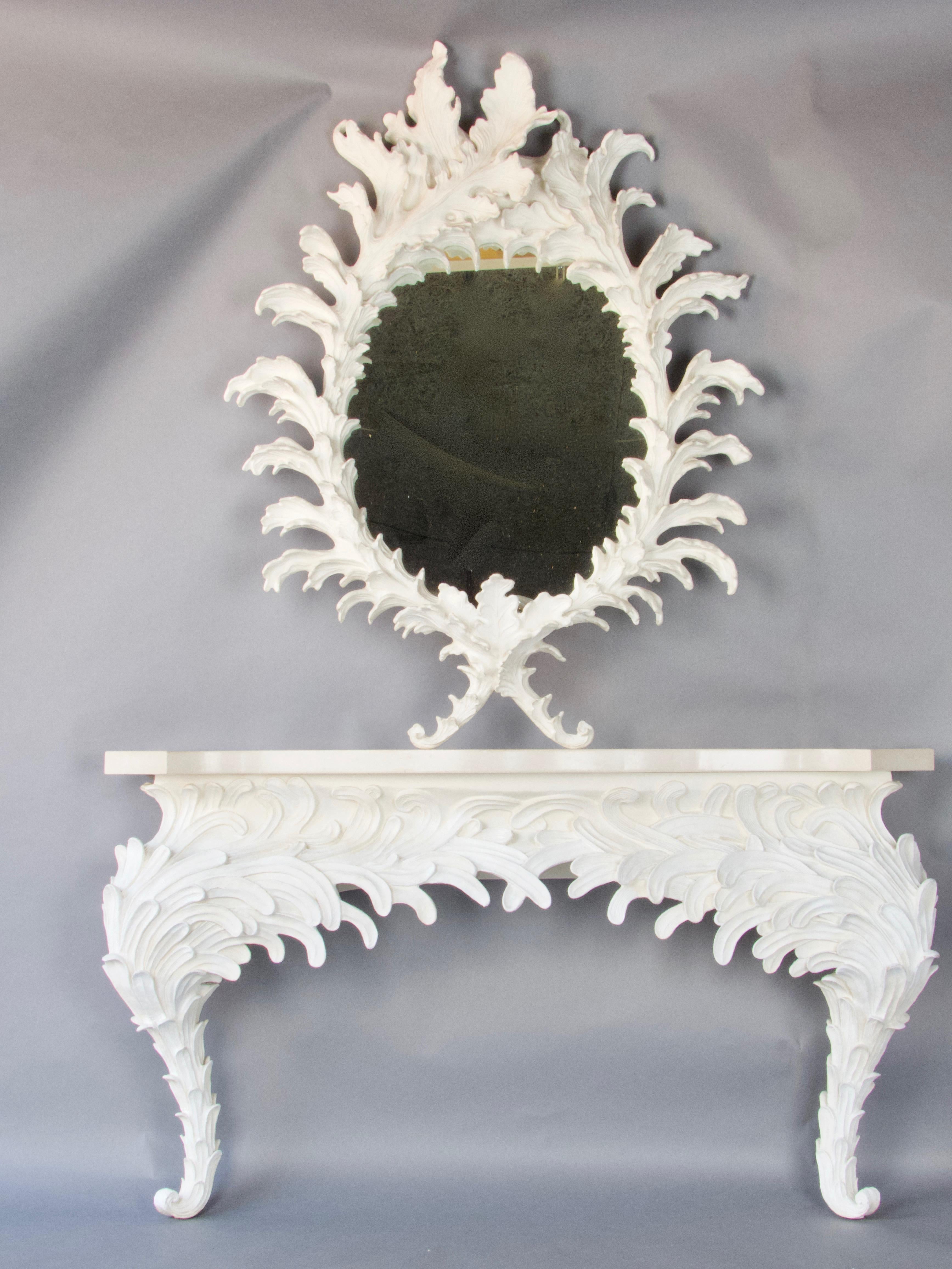 Plaster resin and marble rococo console For Sale 7