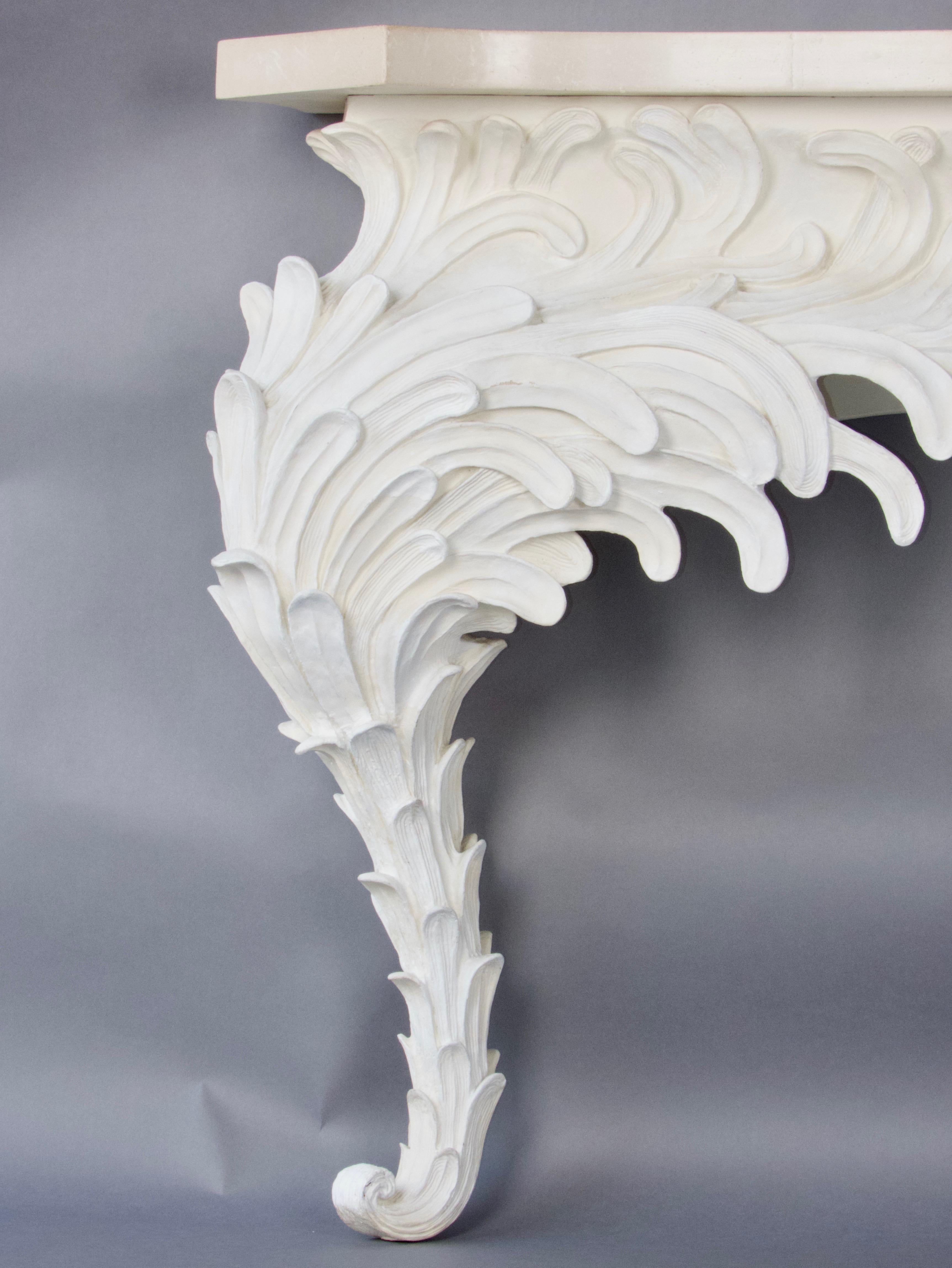 Plaster resin and marble rococo console For Sale 8