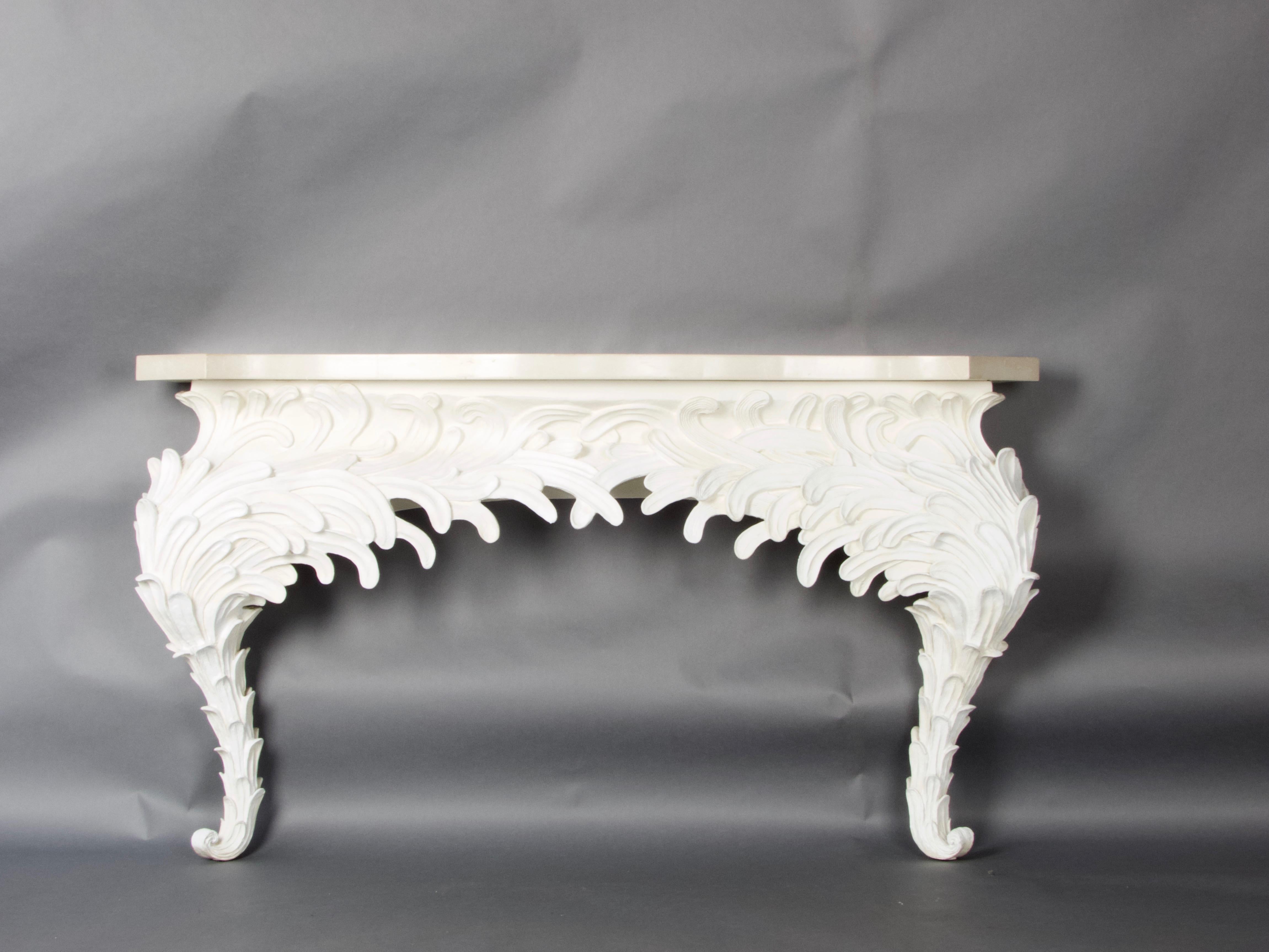 Plaster resin and marble rococo console 