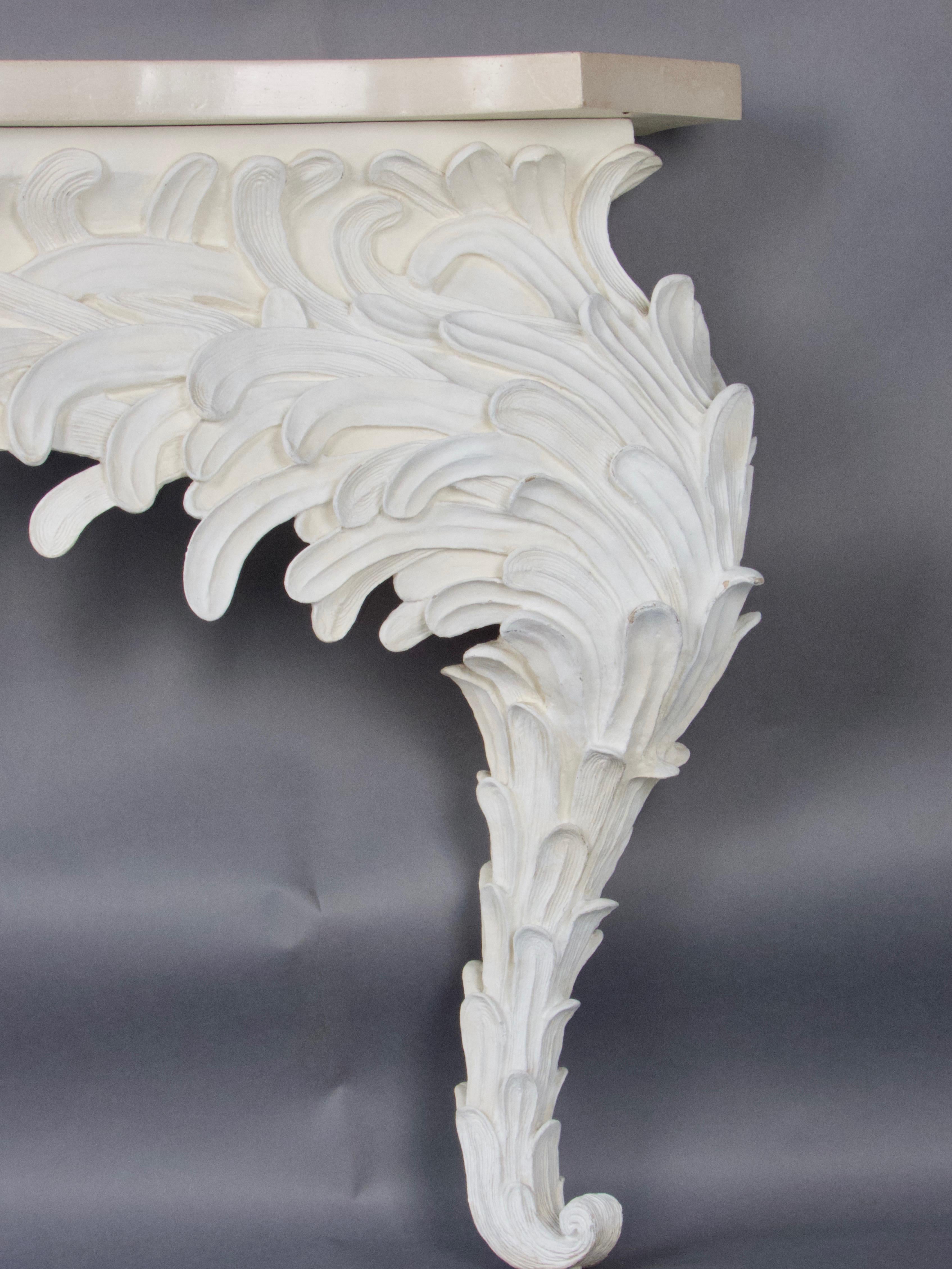 European Plaster resin and marble rococo console For Sale