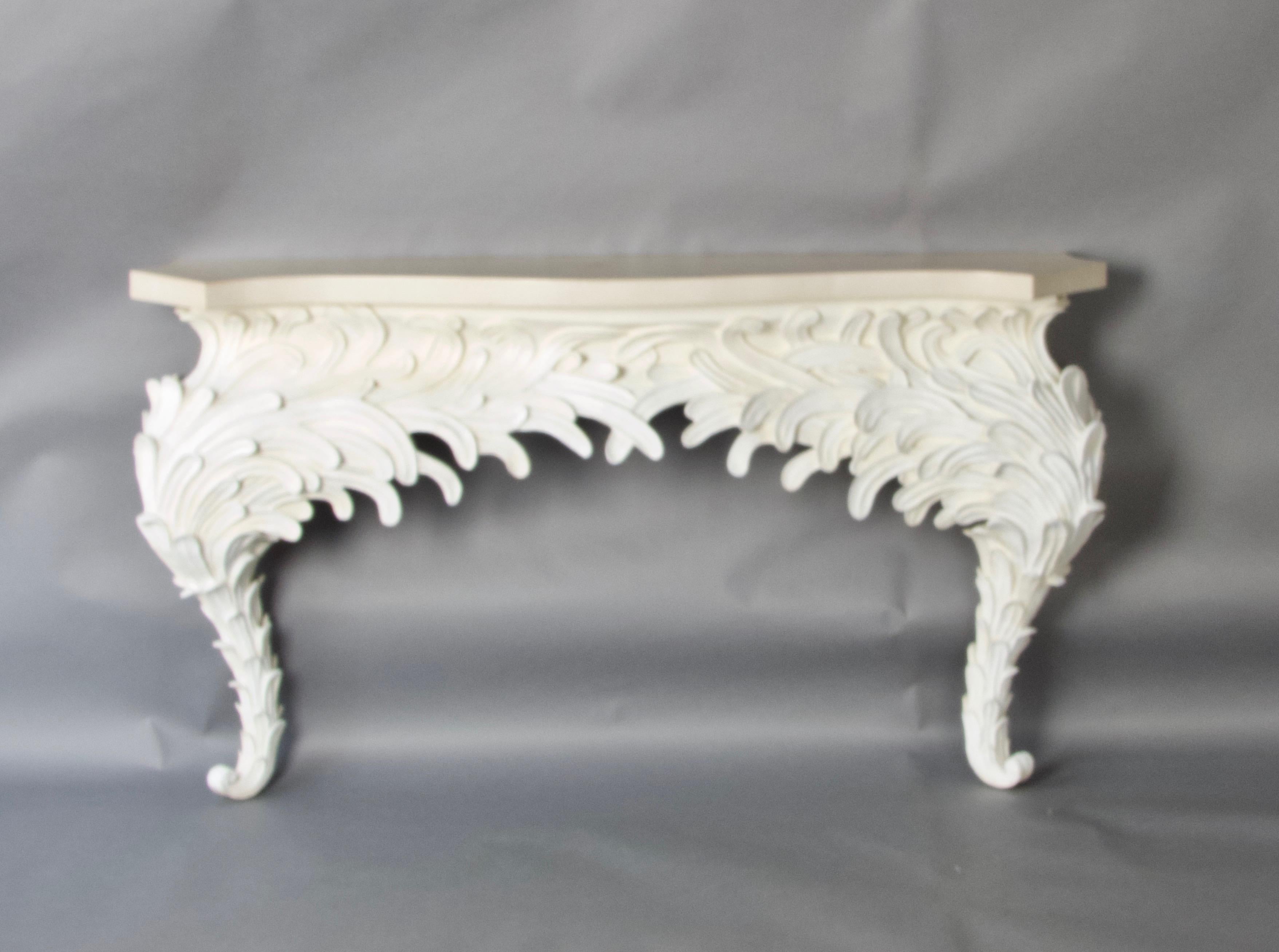 Marble Plaster resin and marble rococo console For Sale