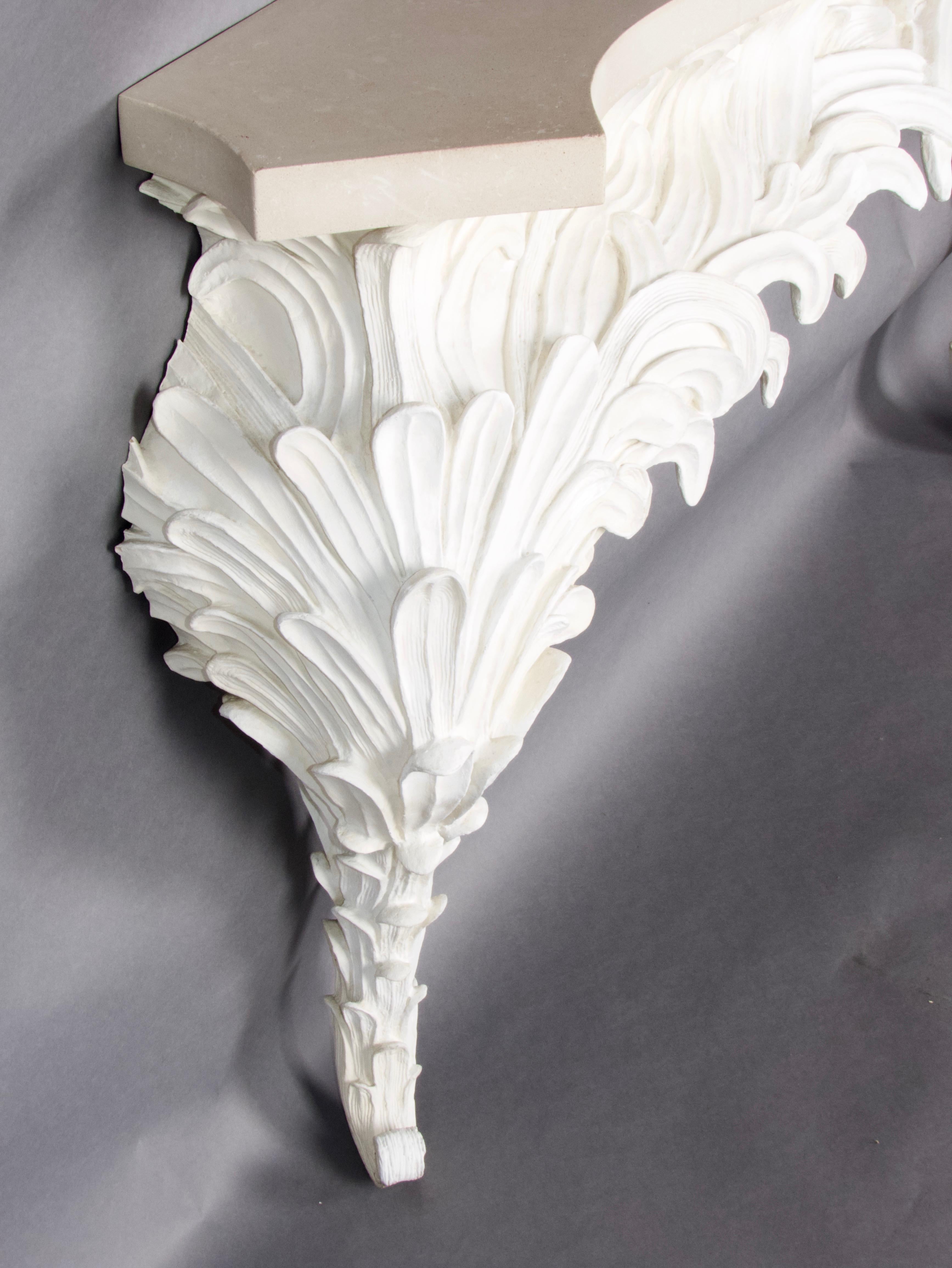 Plaster resin and marble rococo console For Sale 1