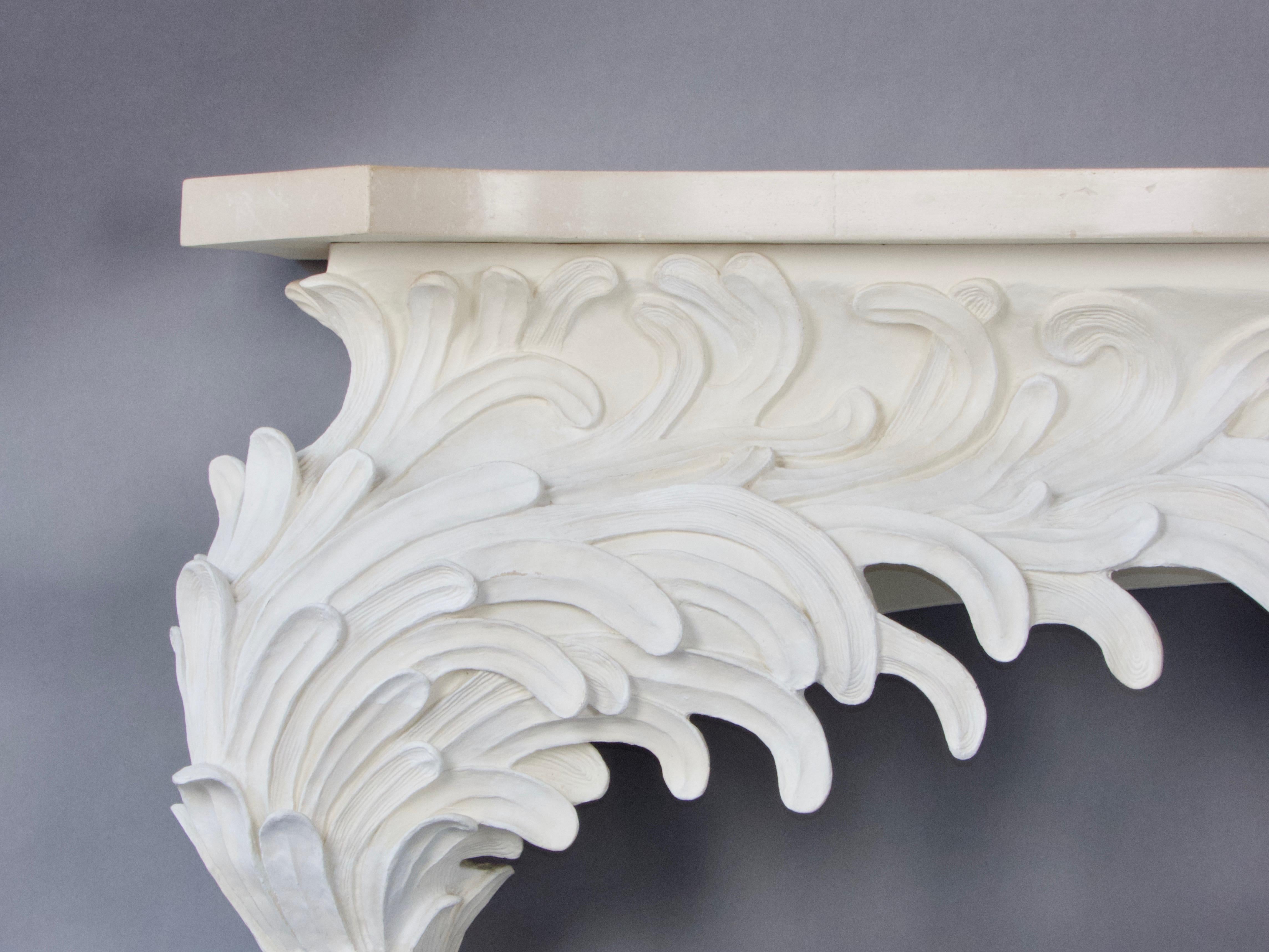 Plaster resin and marble rococo console For Sale 2