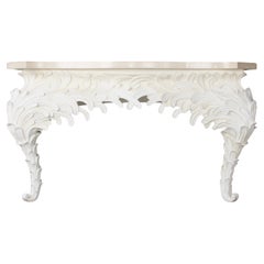 Console rococo en plâtre, résine et marbre