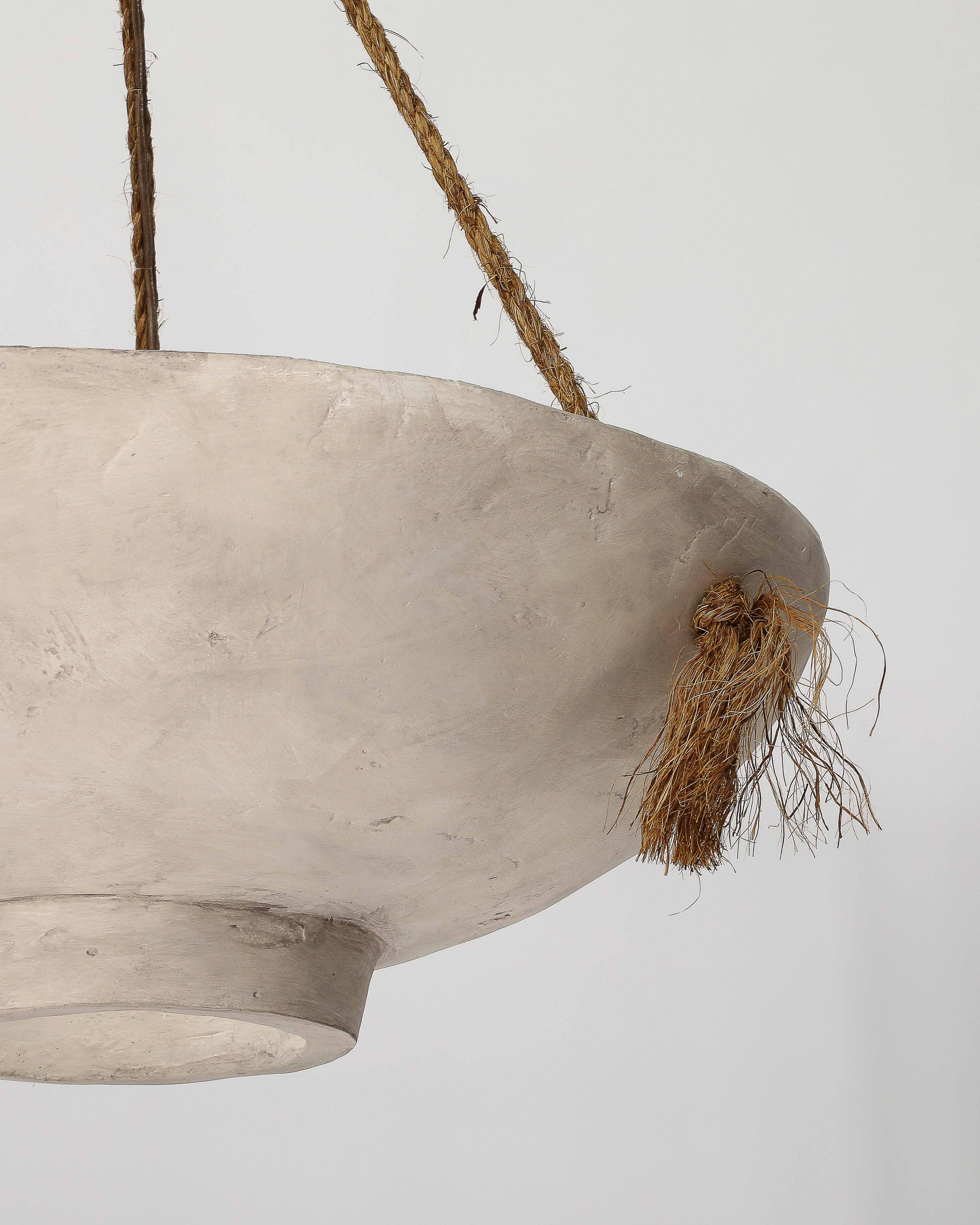 Plaster and Rope Pendant, United States For Sale at 1stDibs