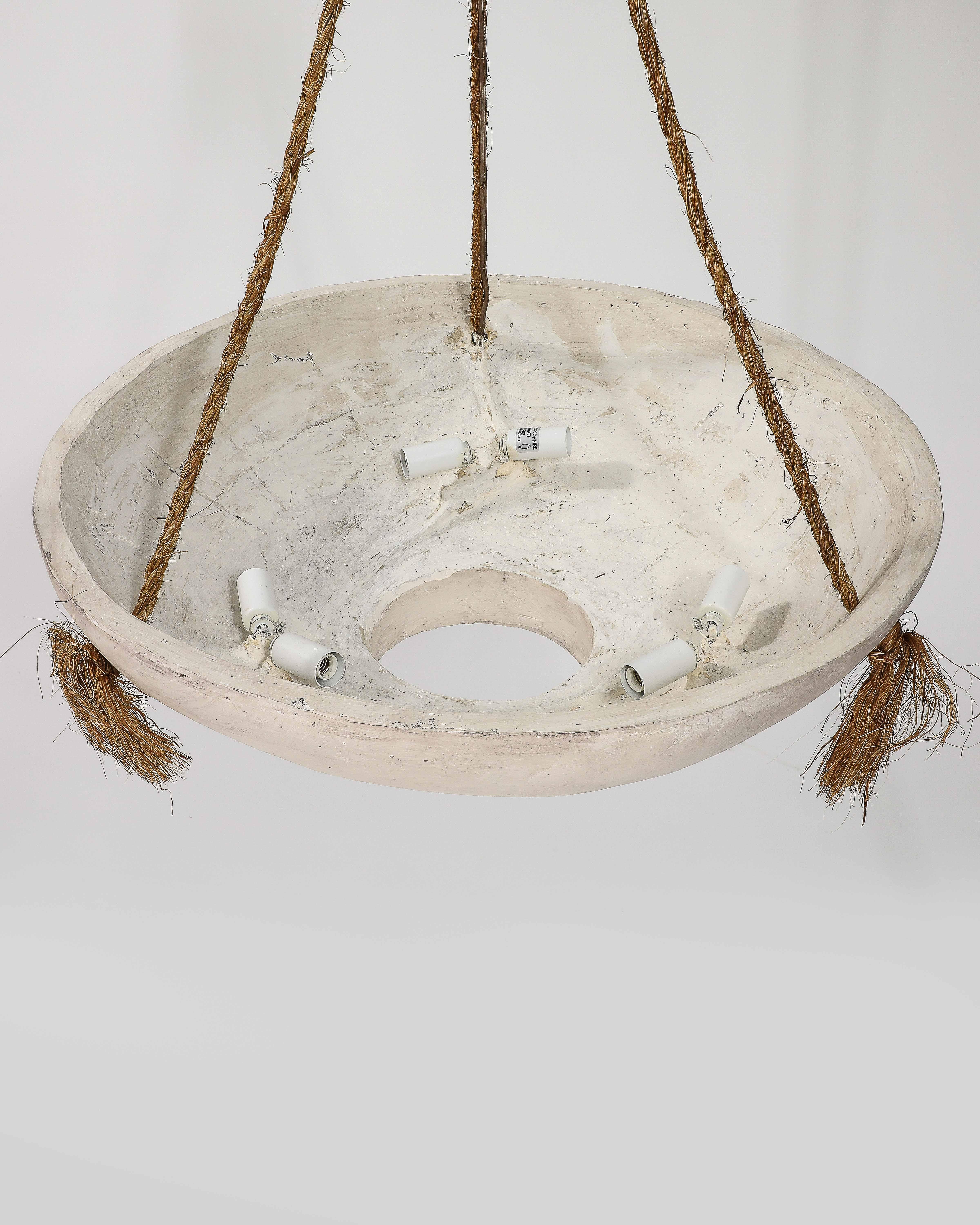 Plaster and Rope Pendant, United States For Sale at 1stDibs