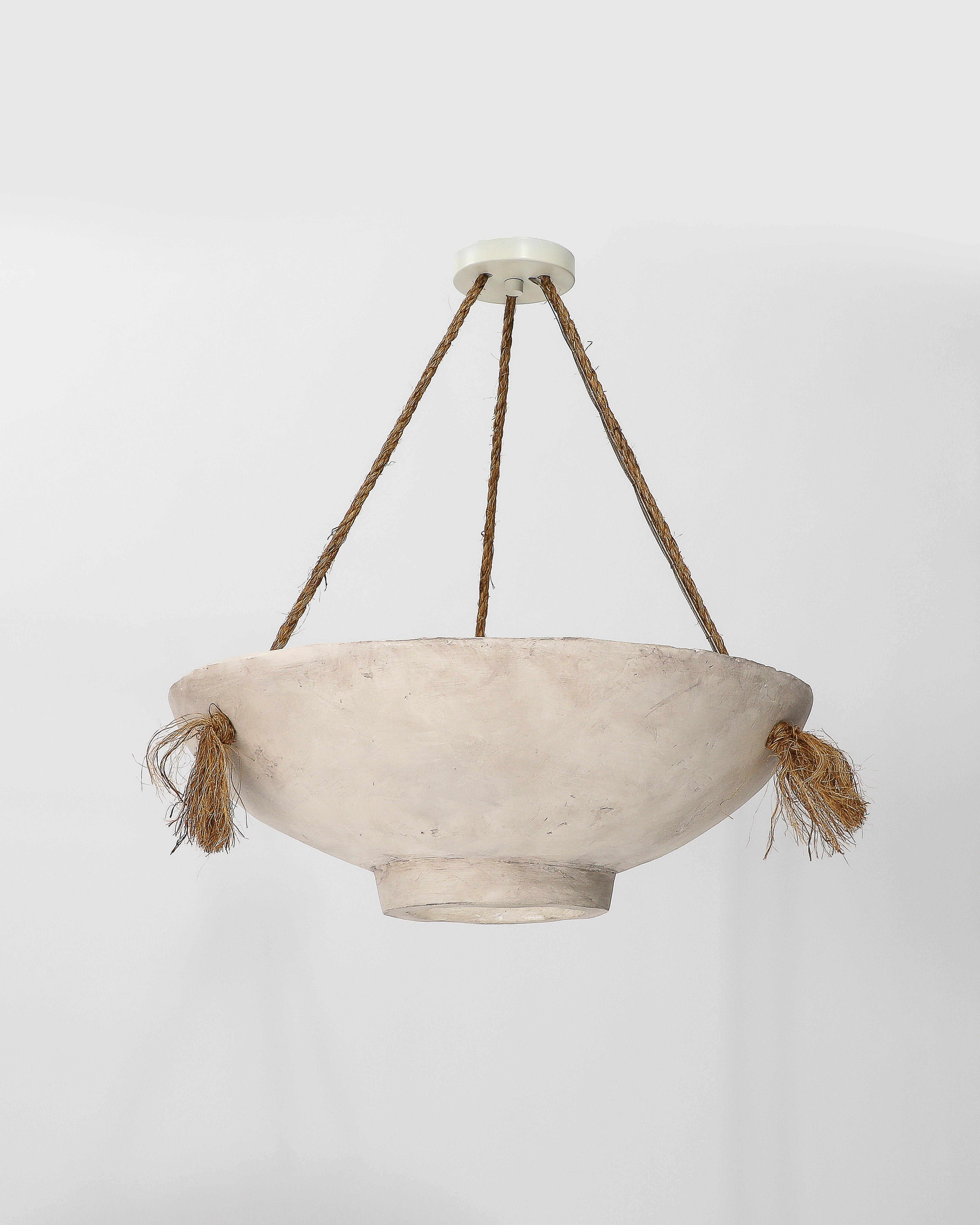 Plaster and Rope Pendant, United States For Sale at 1stDibs
