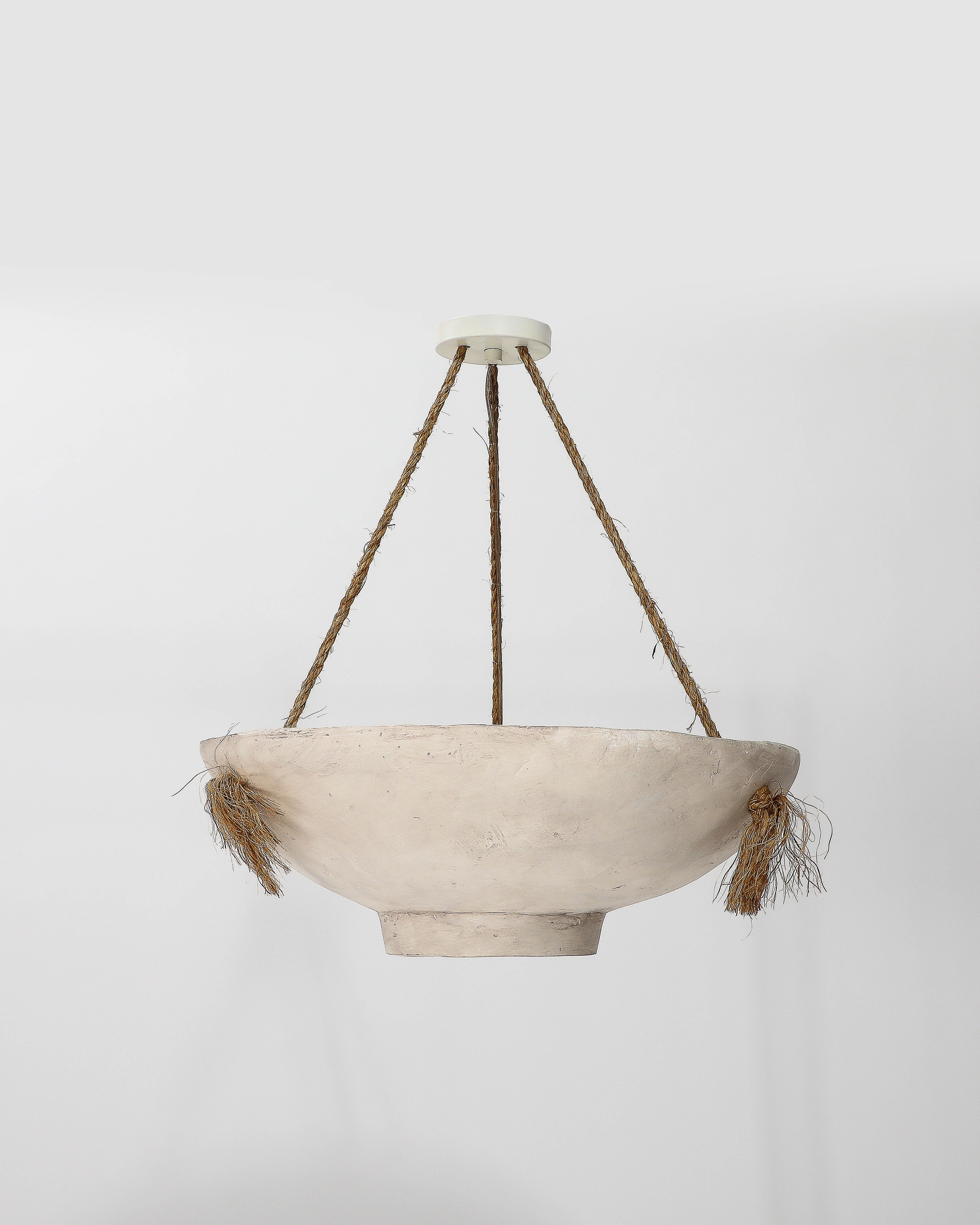 Plaster and Rope Pendant, United States For Sale at 1stDibs