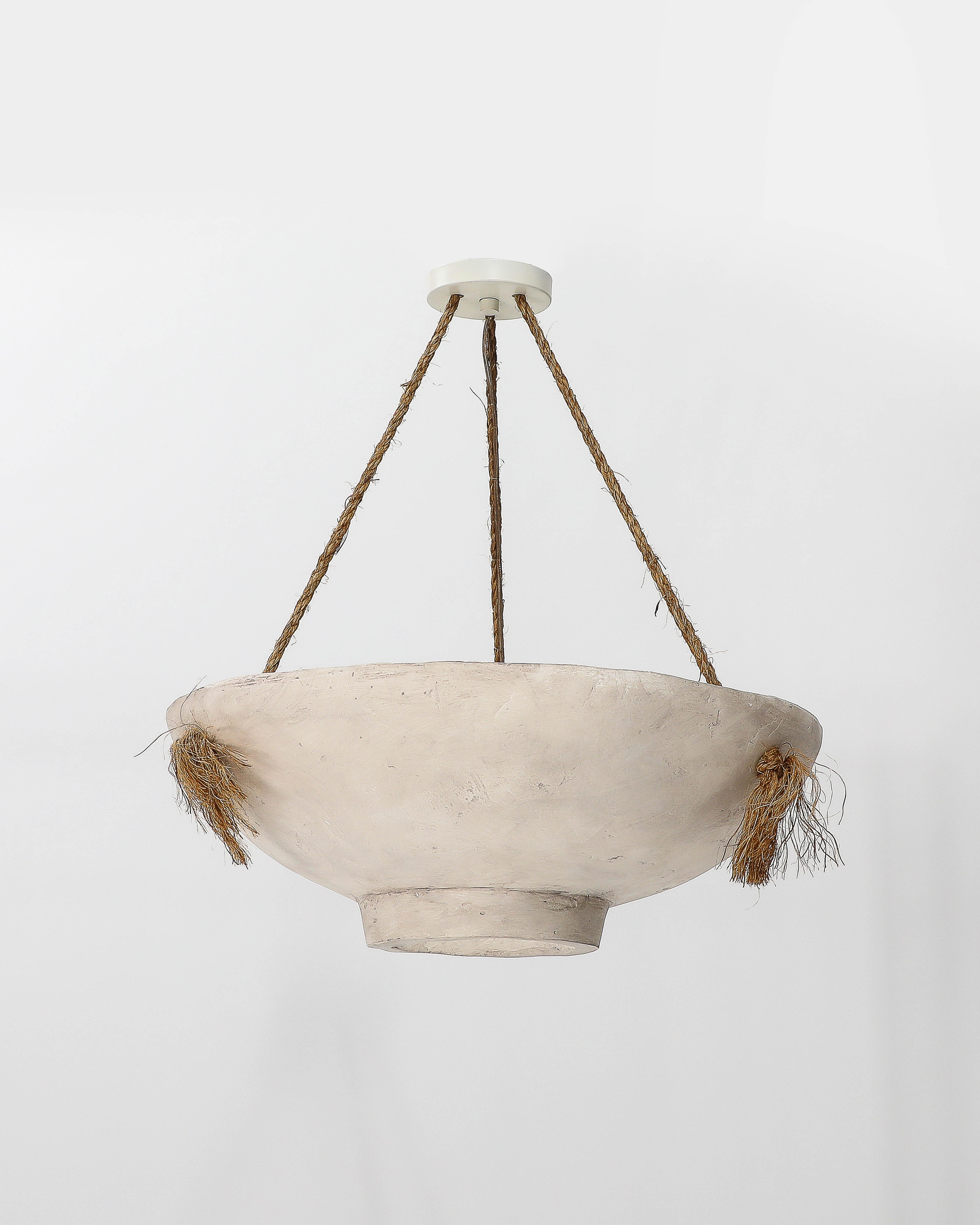 Plaster and Rope Pendant, United States For Sale at 1stDibs