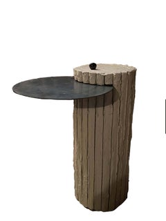 Plaster and Steel, Contemporary, Sculptural, Pillar Drink Table